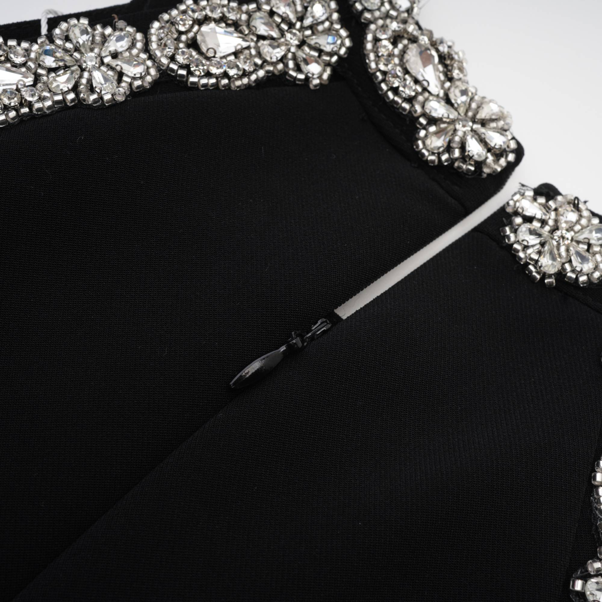 Babette crystal-embellished black mini dress