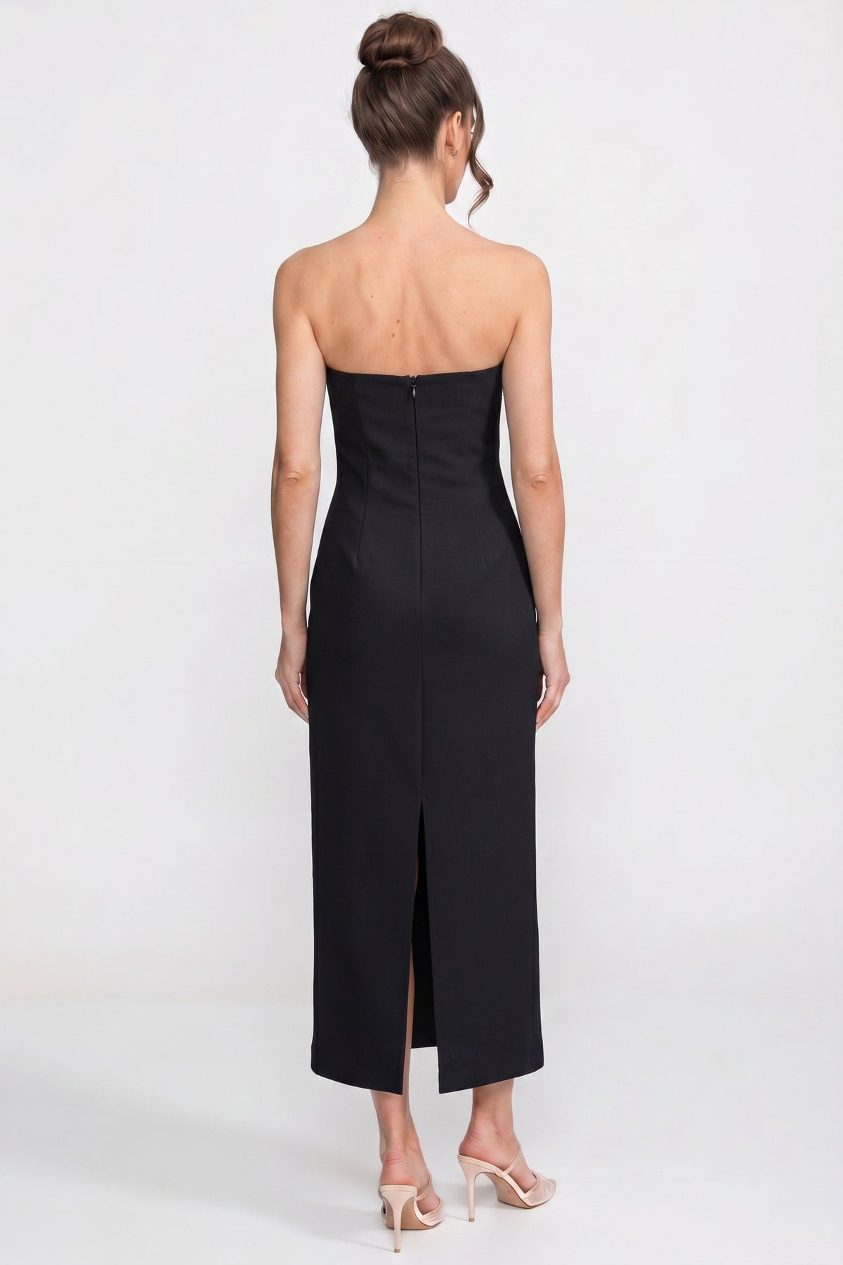 Strapless Floral-Print Maxi Dress With Column Silhouette - Black