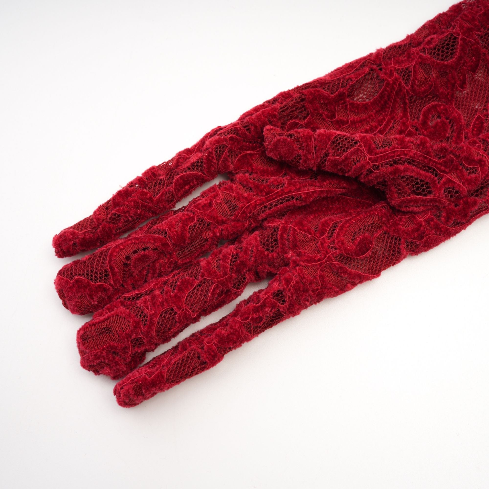 Belle red embellished midi dress (with gloves)