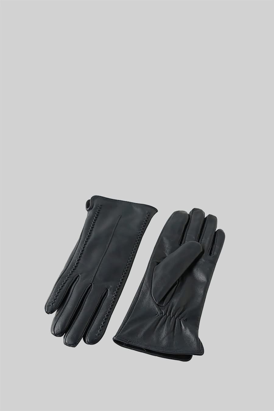 Sixtine Bespoke Stitching Leather Gloves - Black