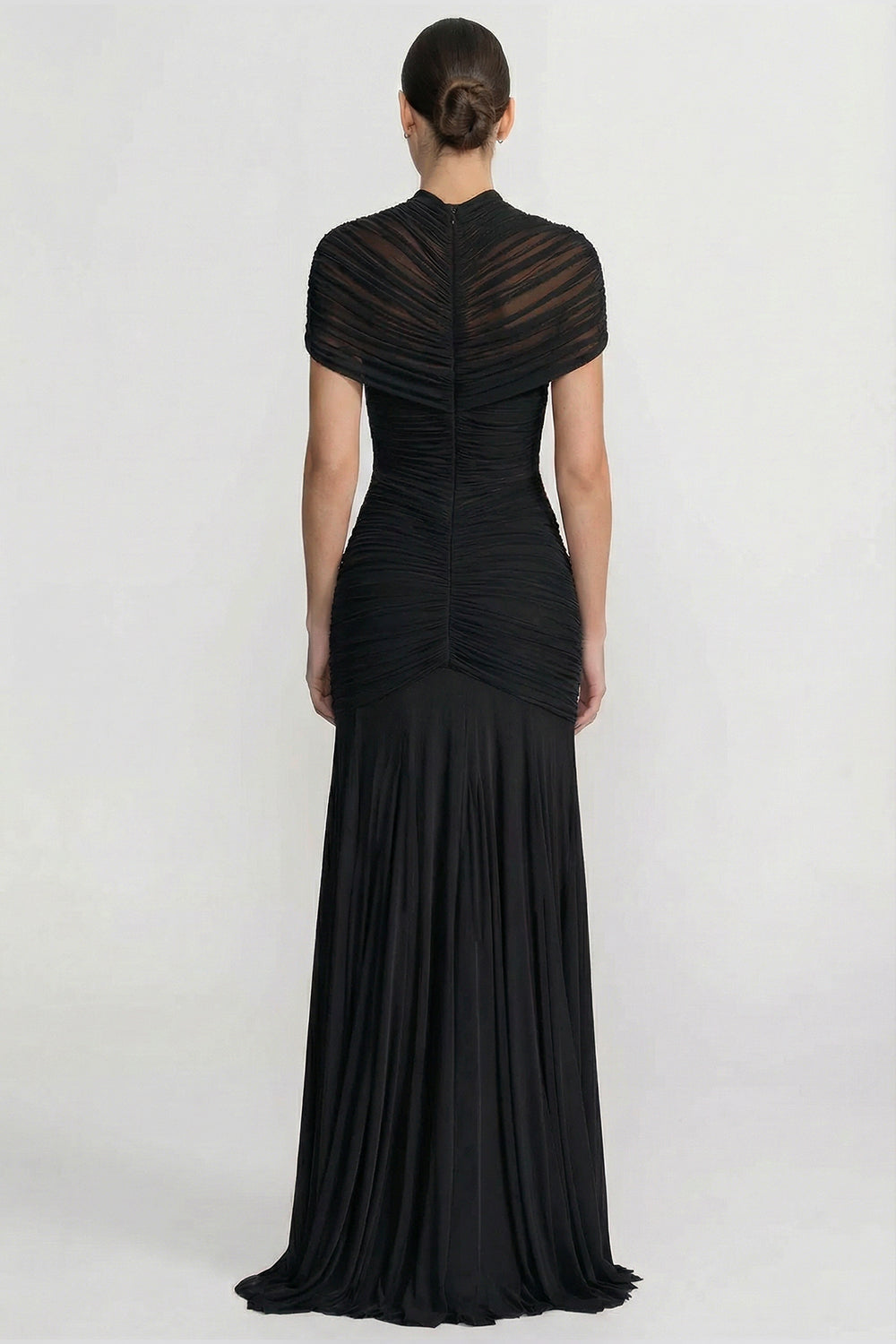 Ruched Off-The-Shoulder Maxi Dress With Cut-Out Waist - Black