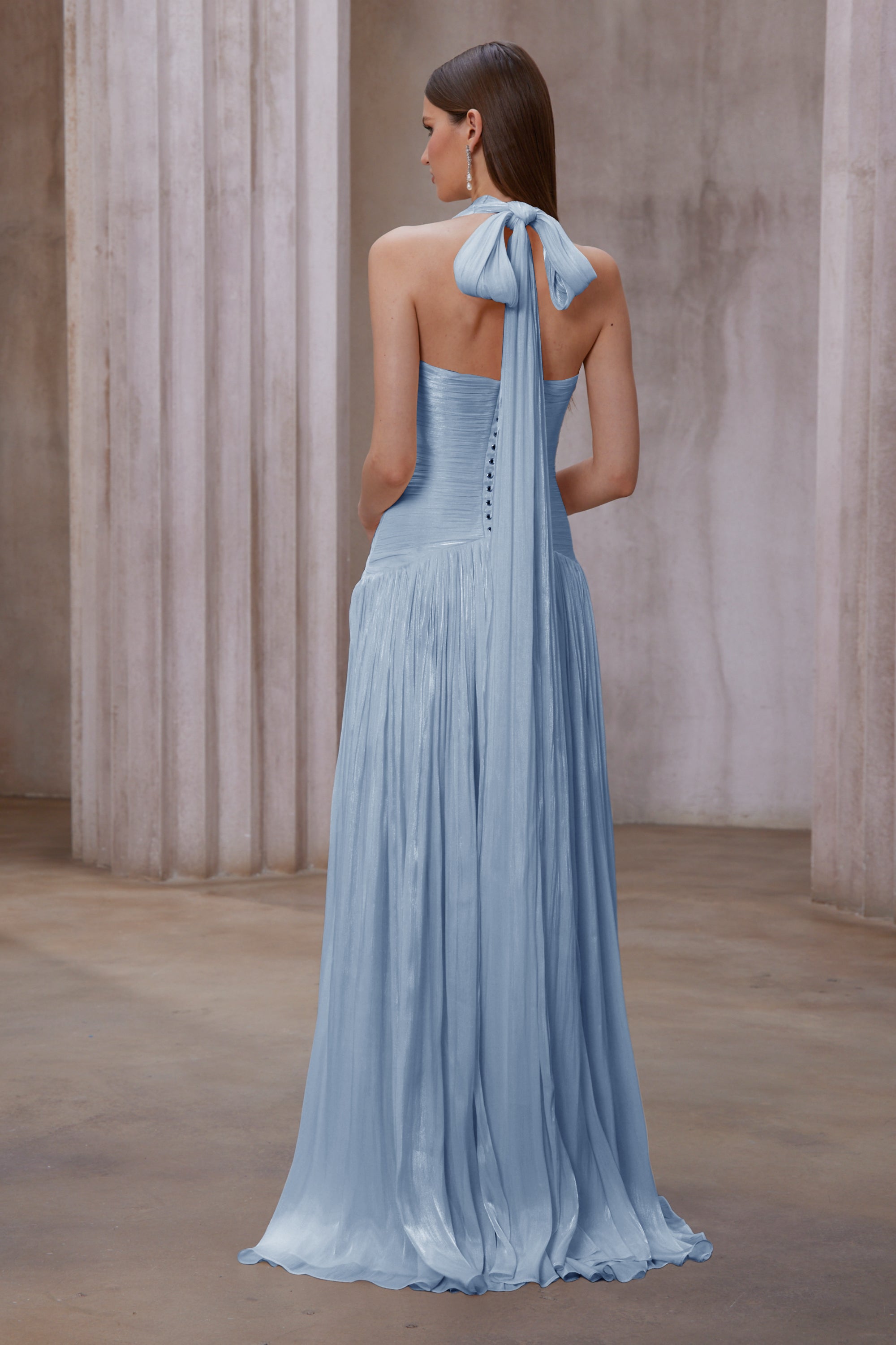 Uranie Blue Gathered Maxi Dress