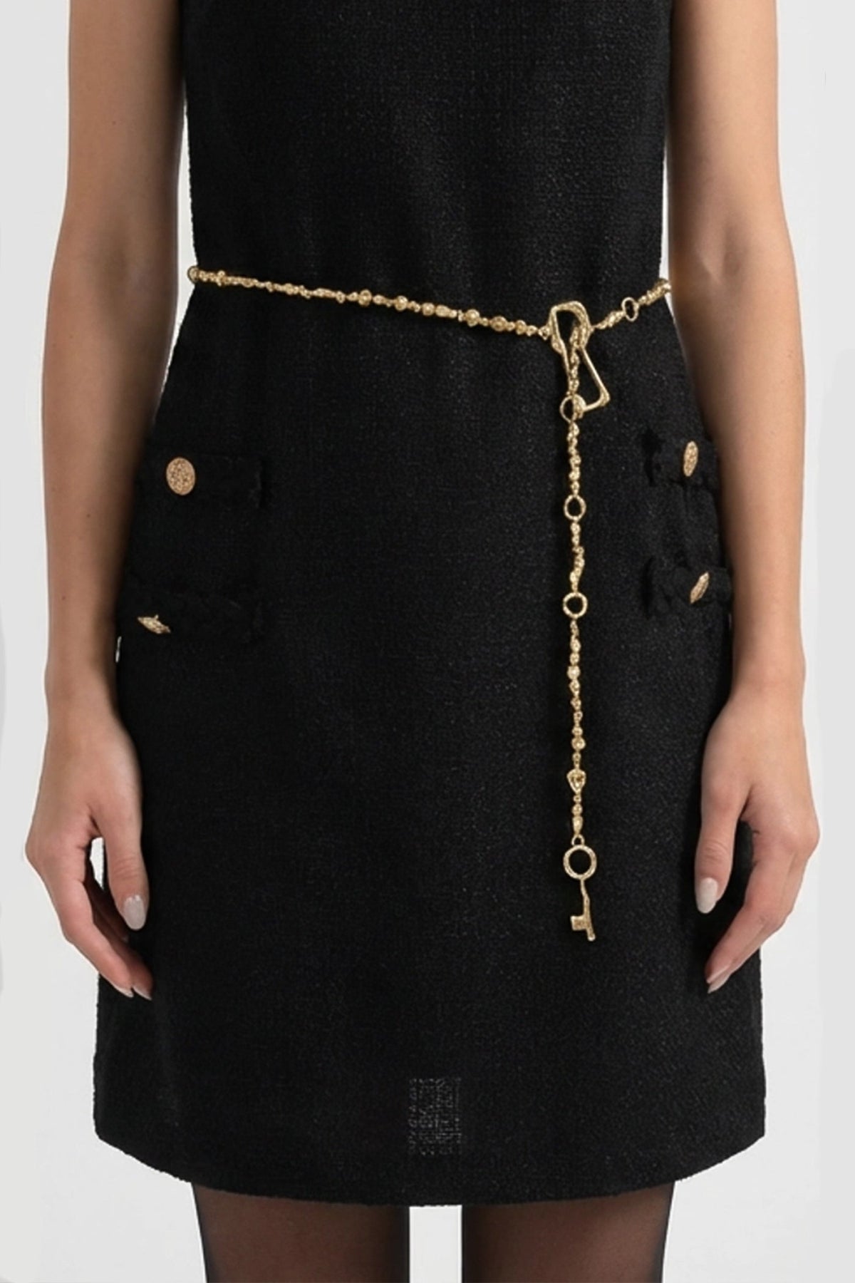 Chain Belt with Key Charm Detail – Gold
