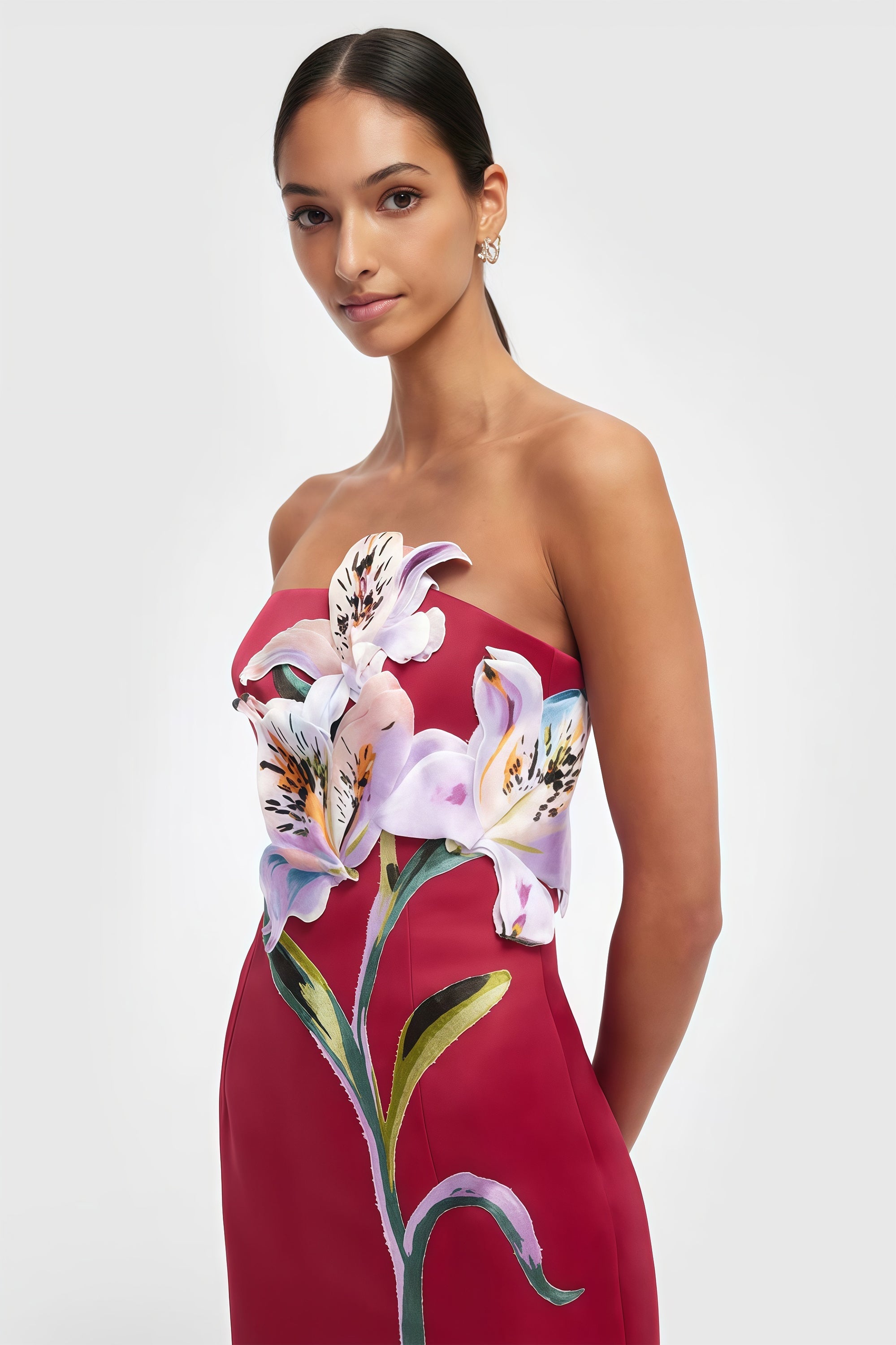 Automne Pink Floral Embroidered Maxi Dress
