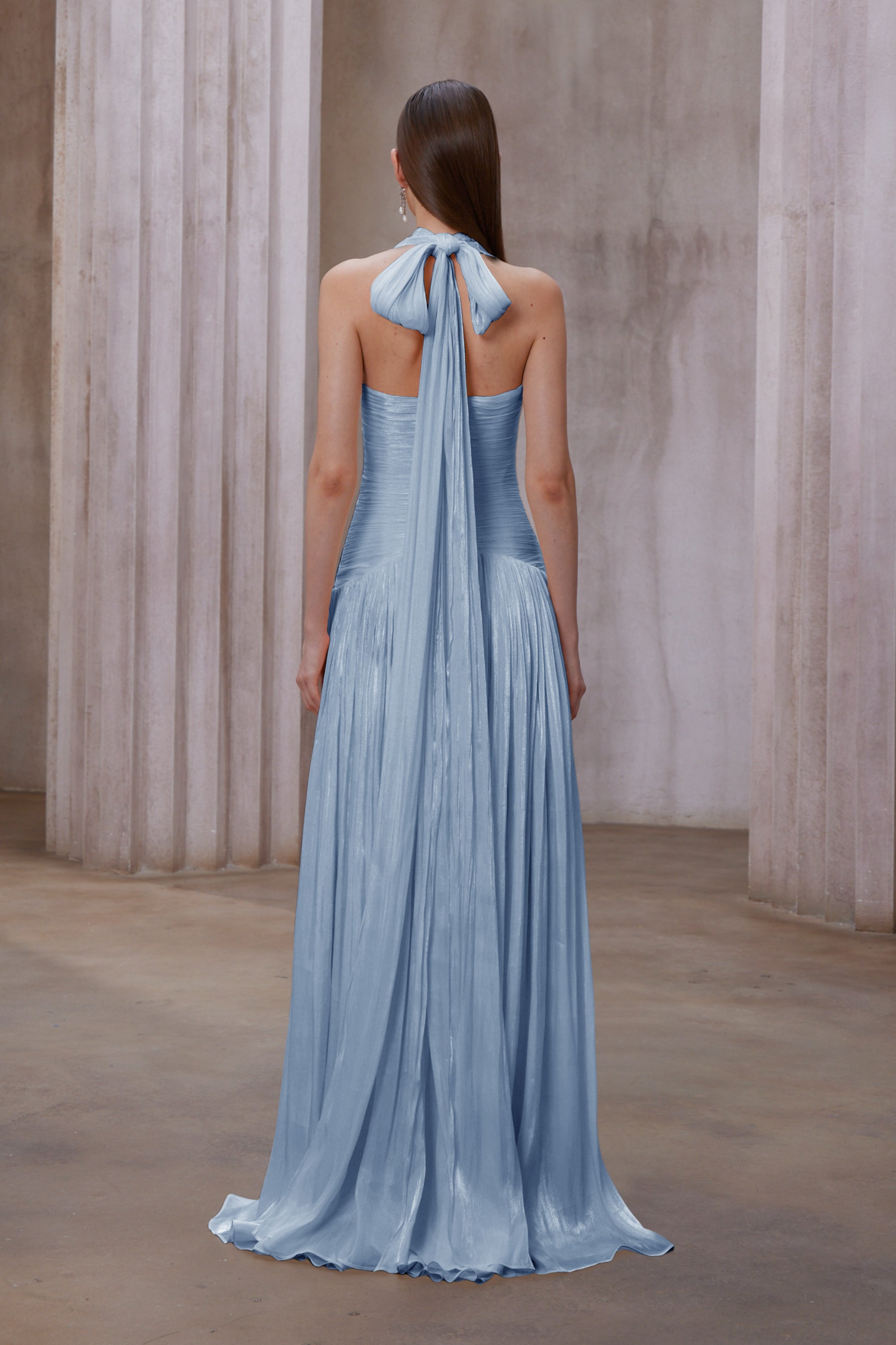 Uranie Blue Gathered Maxi Dress