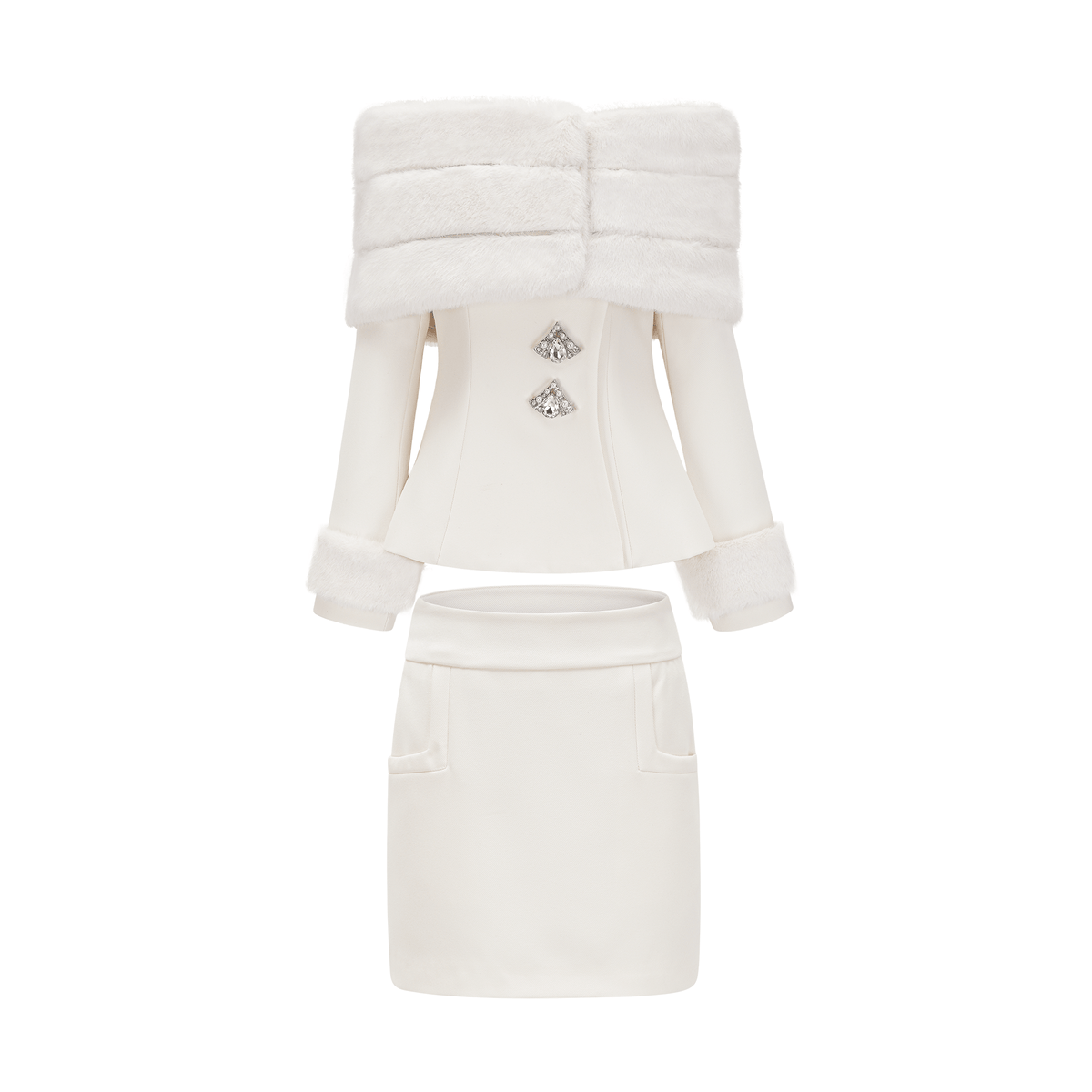Caitlin Faux-fur Jacket & Skirt Matching Set (Final Sale)