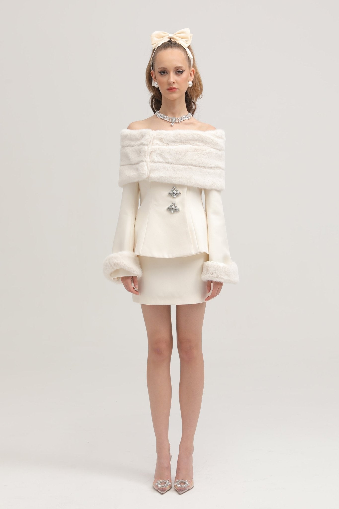 Caitlin Faux-fur Jacket & Skirt Matching Set (Final Sale)