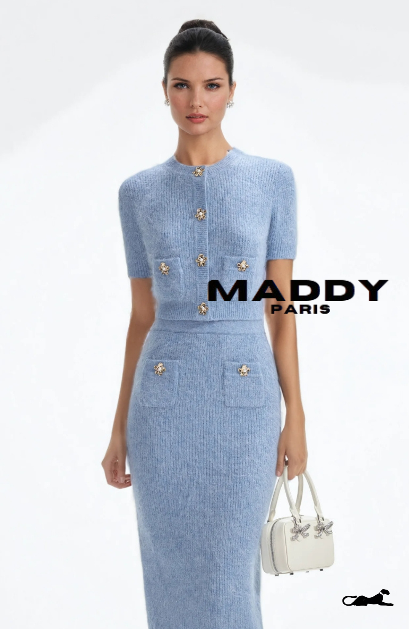 ISABELLA CASHMERE MIDI SKIRT SET – BABY BLUE