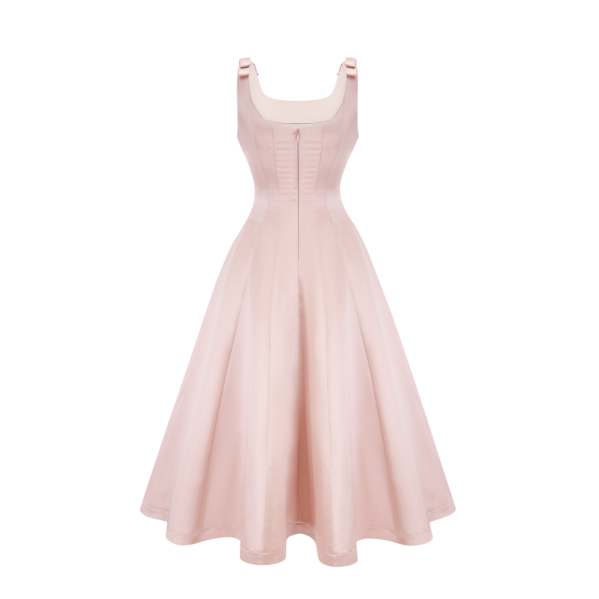 Coralie pink bowknot pleated midi dress (Final Sale-US Only)