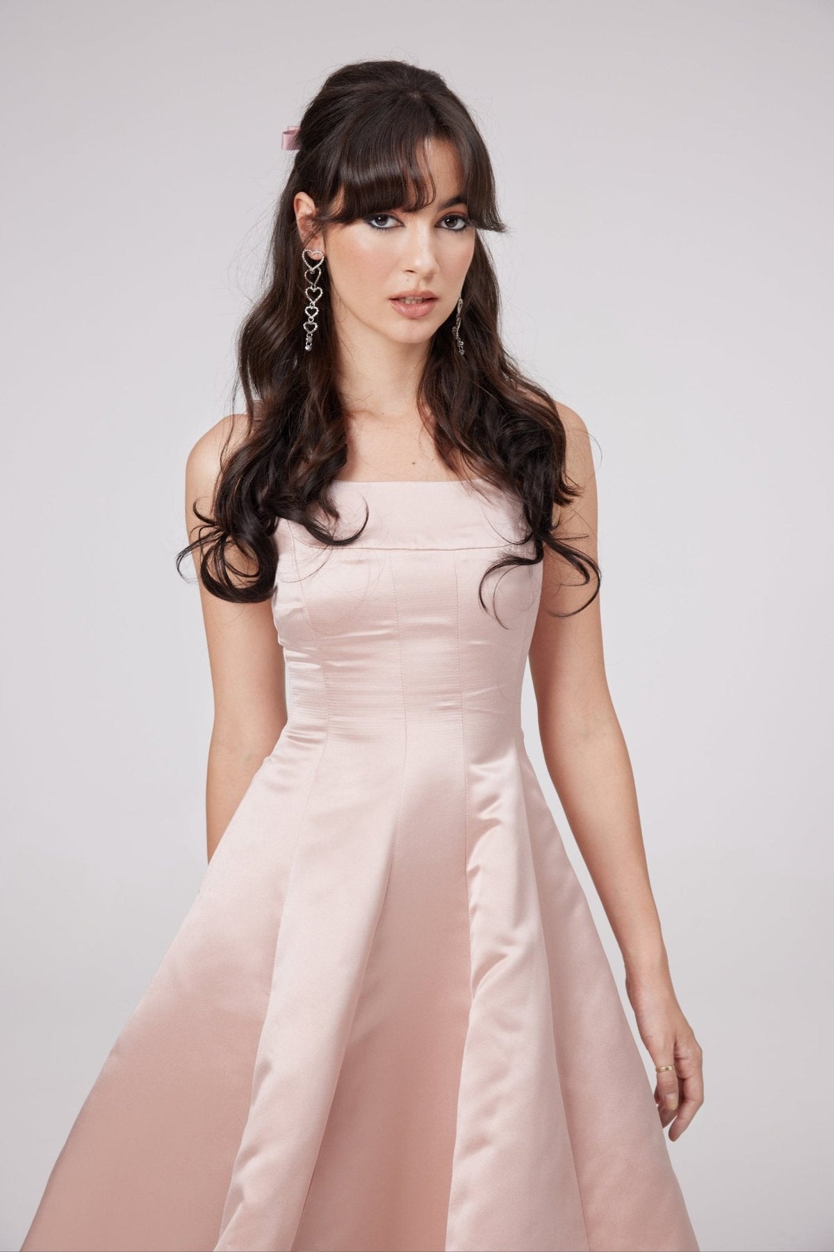 Coralie pink bowknot pleated midi dress (Final Sale-US Only)