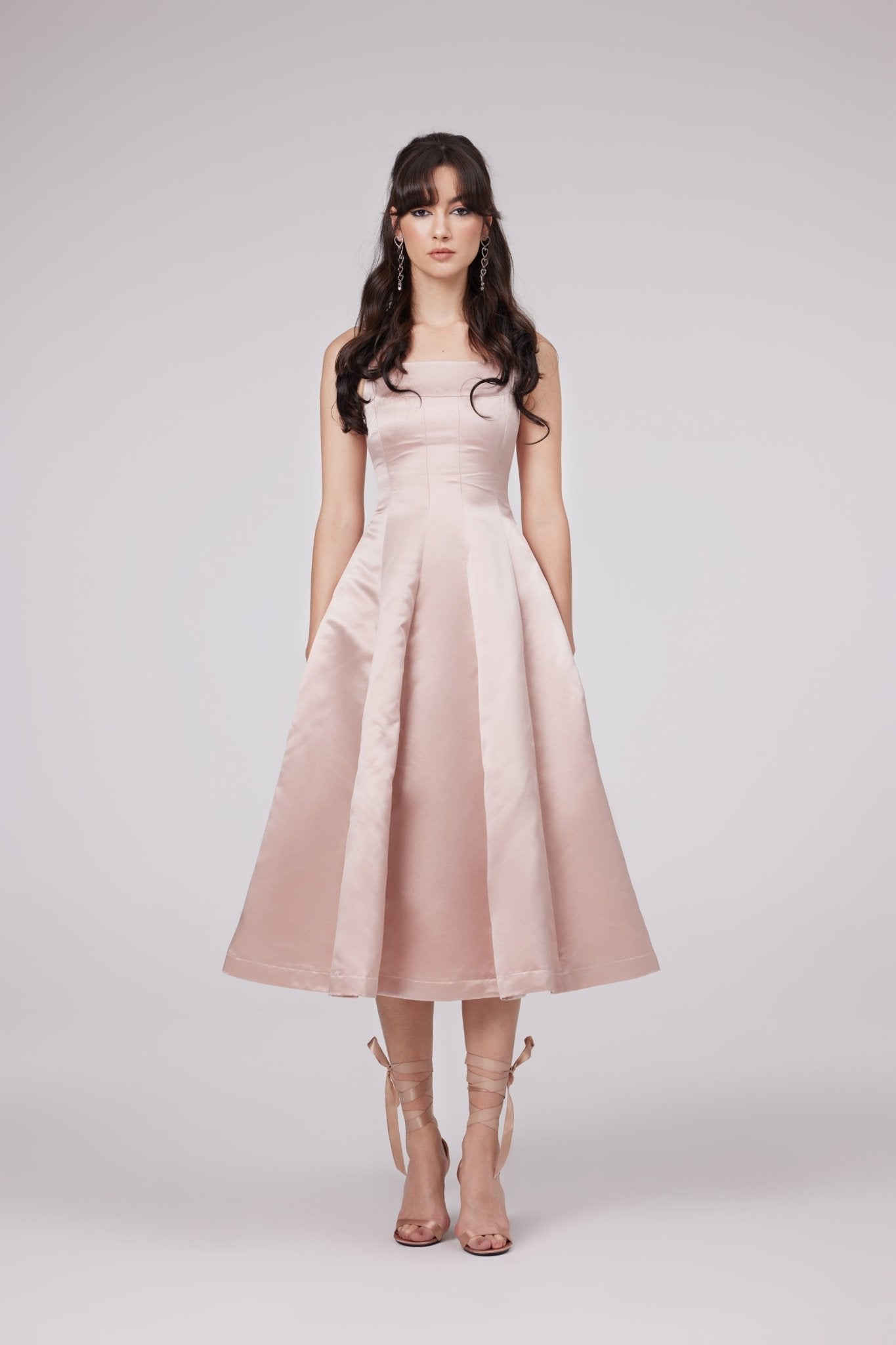 Coralie pink bowknot pleated midi dress (Final Sale-US Only)
