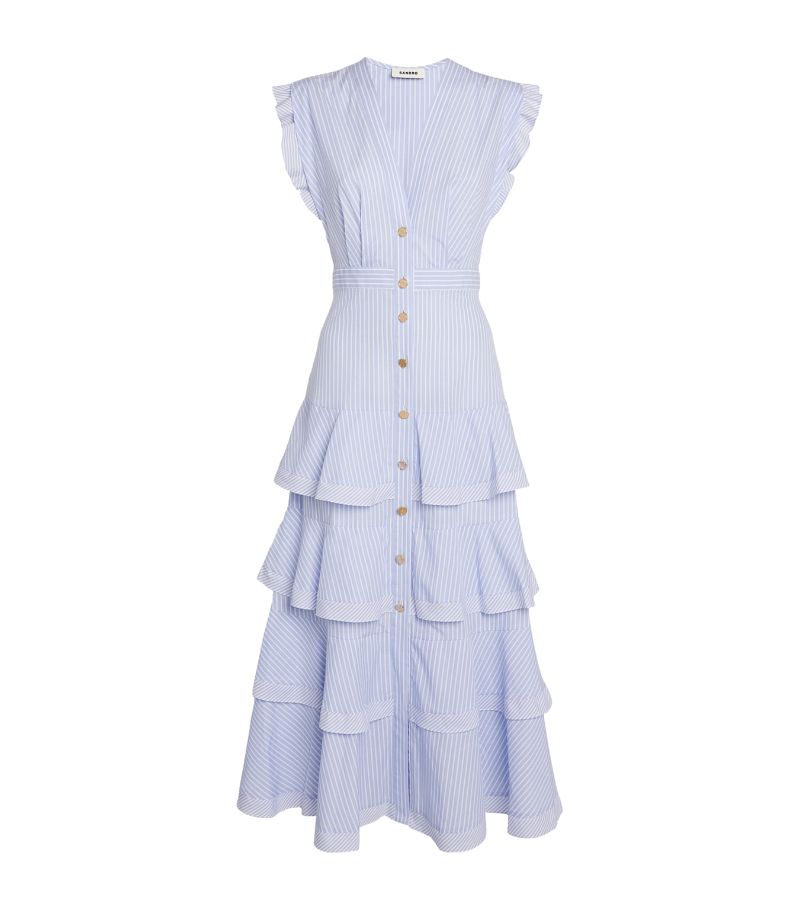 SANDRO  Ruffle-Detail Midi Dress - Blue