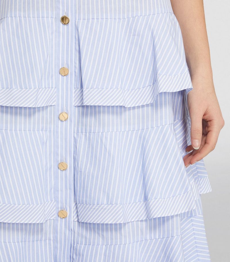 SANDRO Ruffle-Detail Midi Dress - Blue