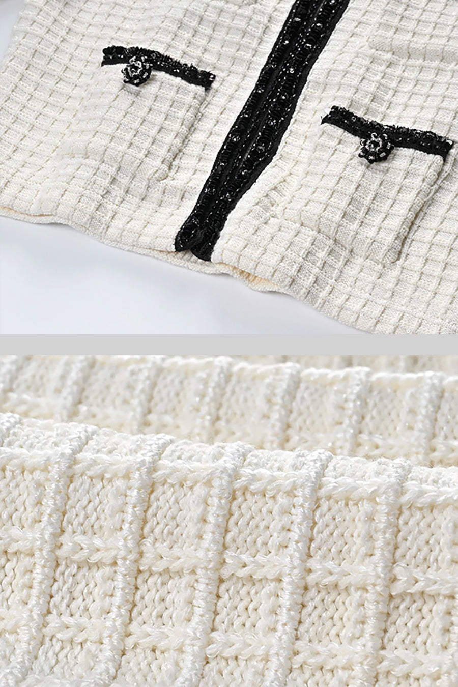 Apollonia Ivoire Tweed Co-Ord Set With Black Details