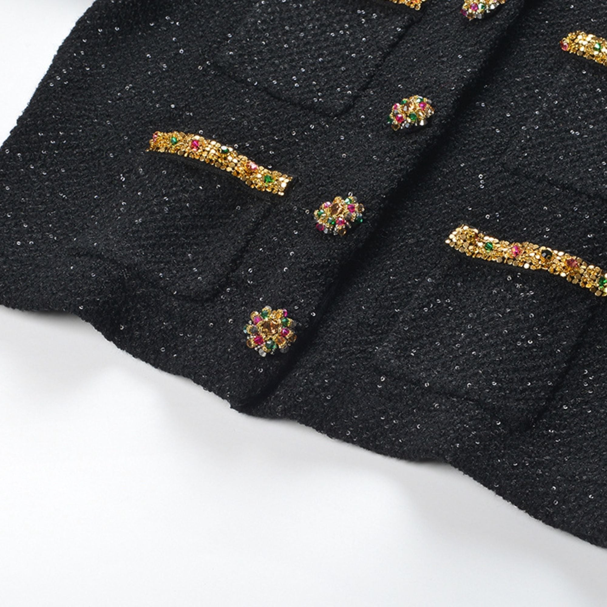 Ariane black sequined tweed jacket & skirt matching set