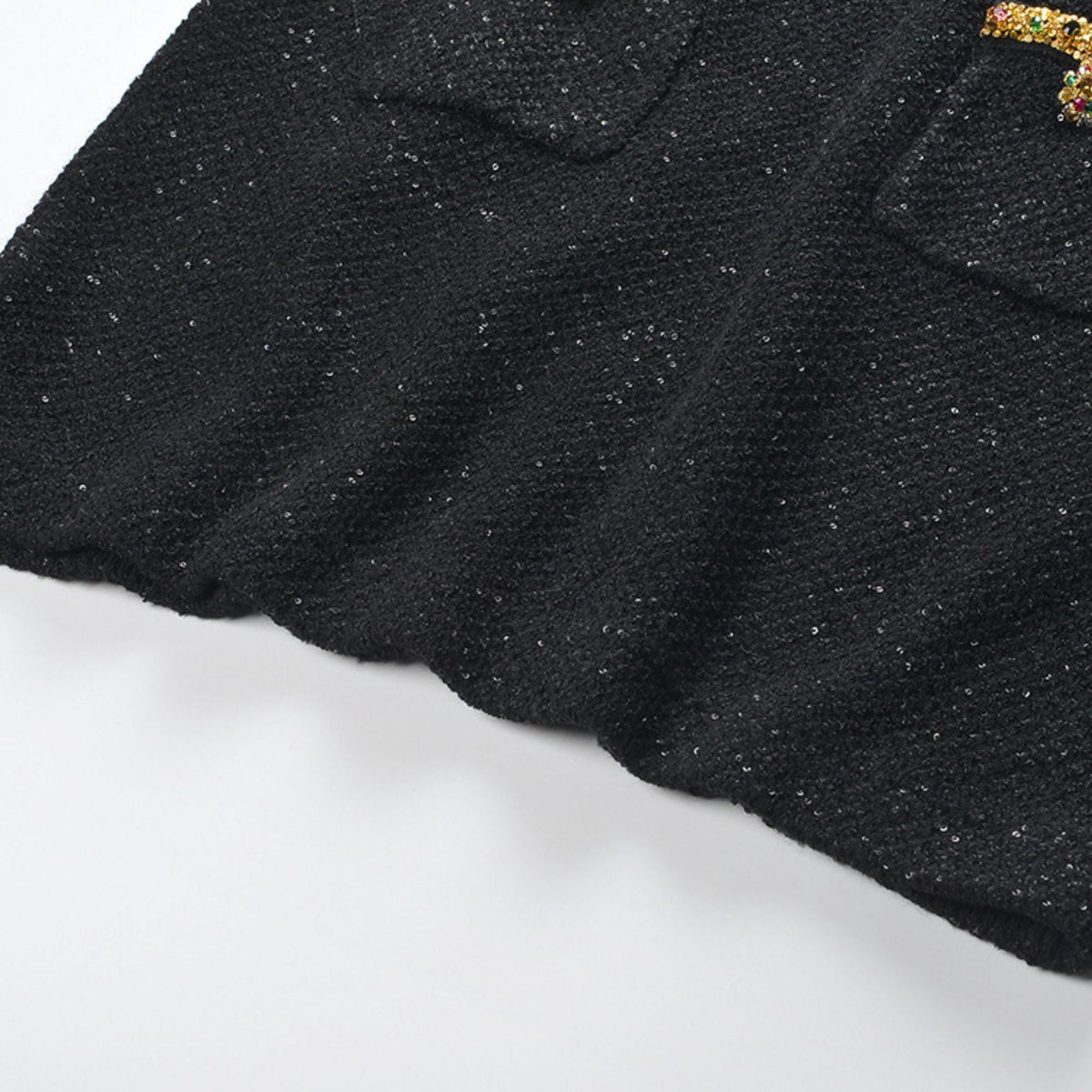 Ariane black sequined tweed jacket & skirt matching set