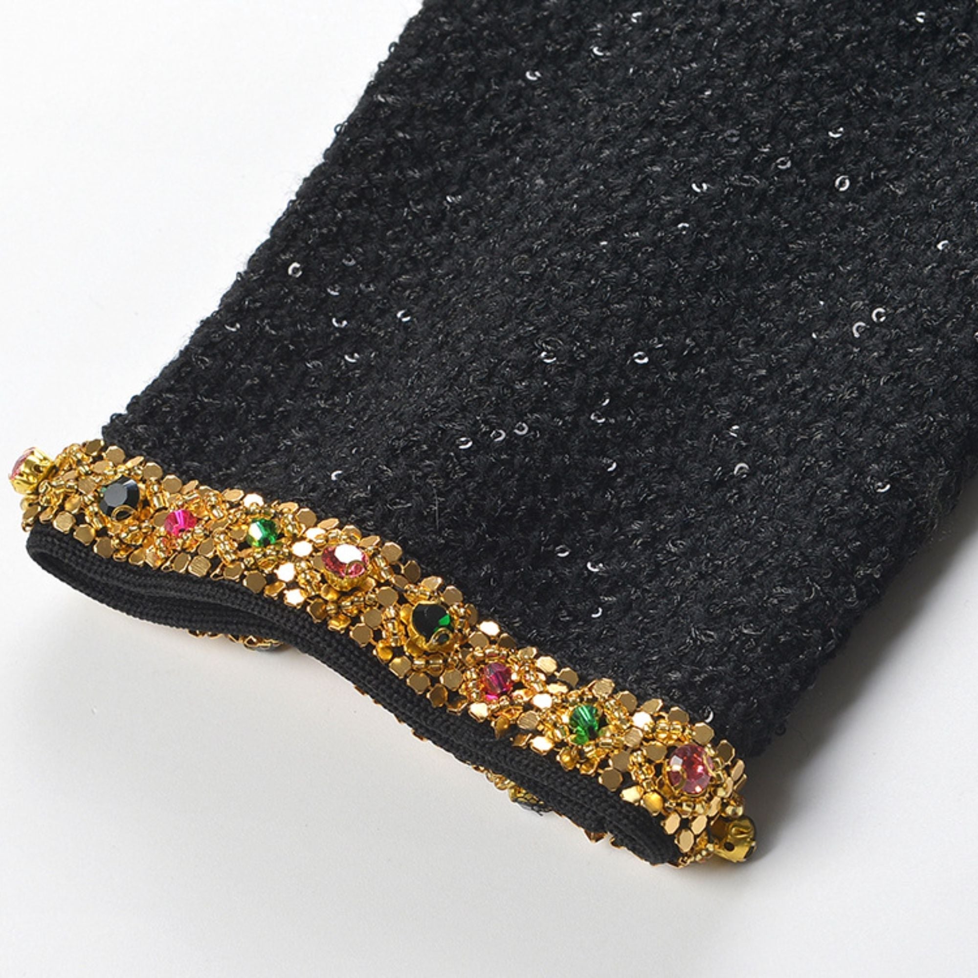 Ariane black sequined tweed jacket & skirt matching set