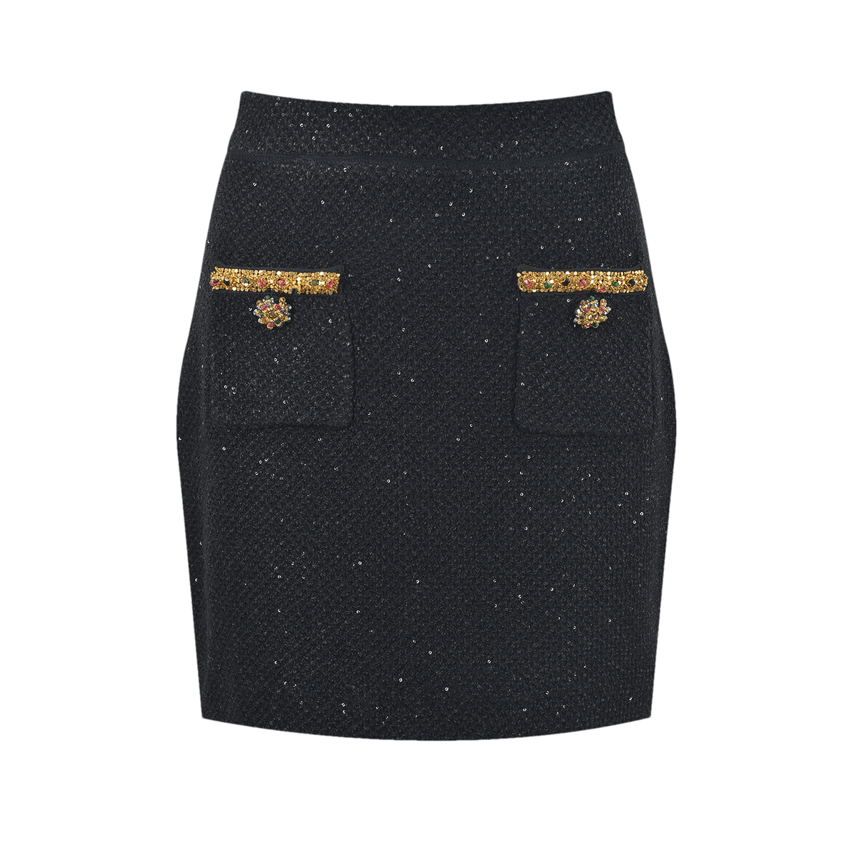 Ariane black sequined tweed jacket & skirt matching set