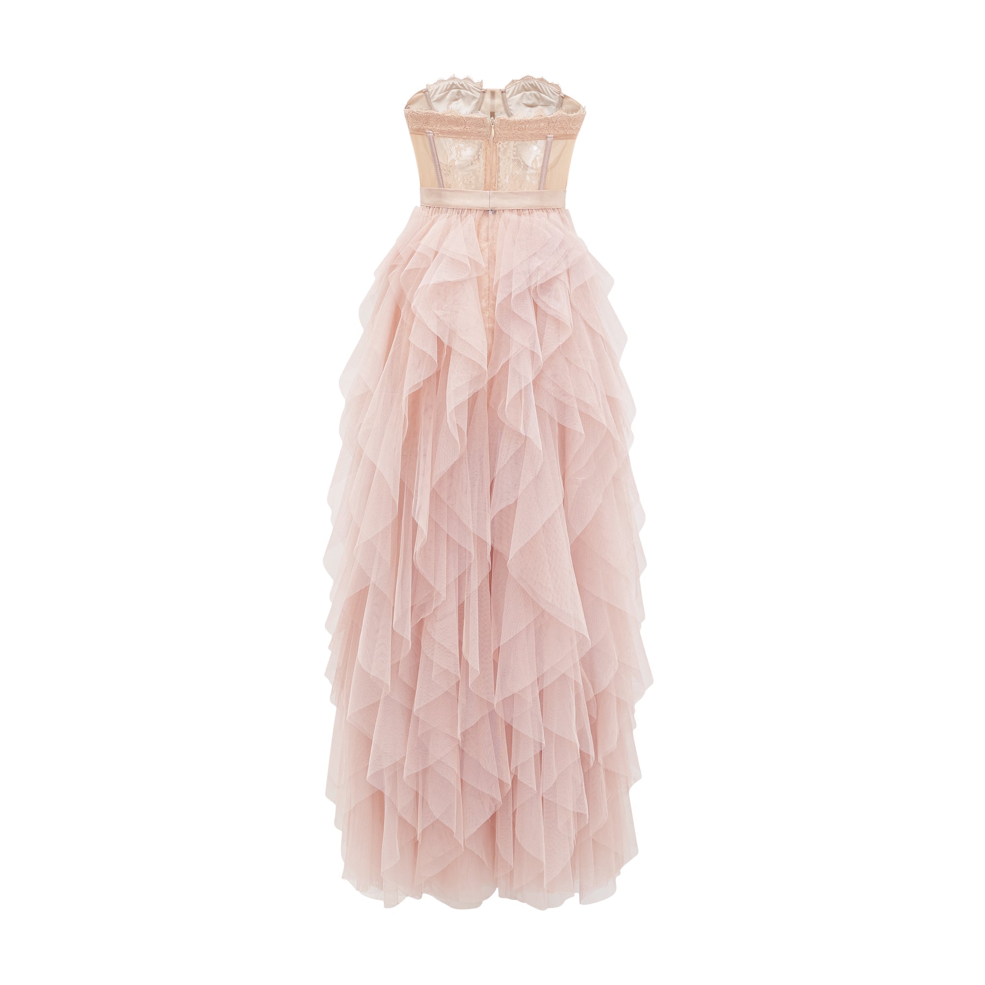 Eilís pink bustier mesh maxi dress