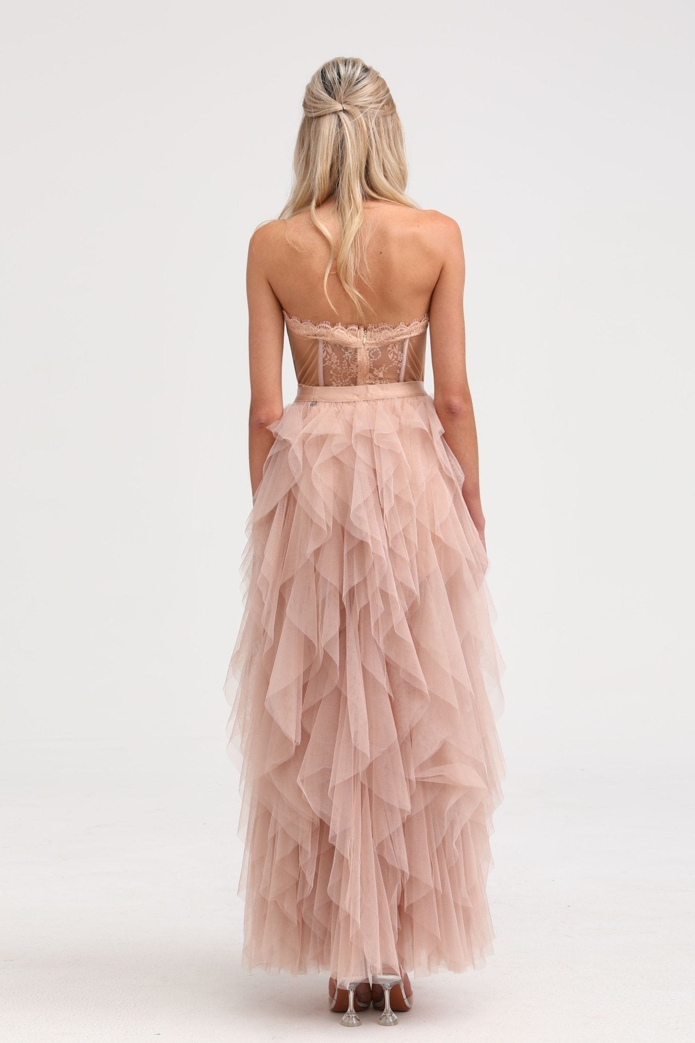 Eilís Pink Bustier Mesh Maxi Dress (US Only)