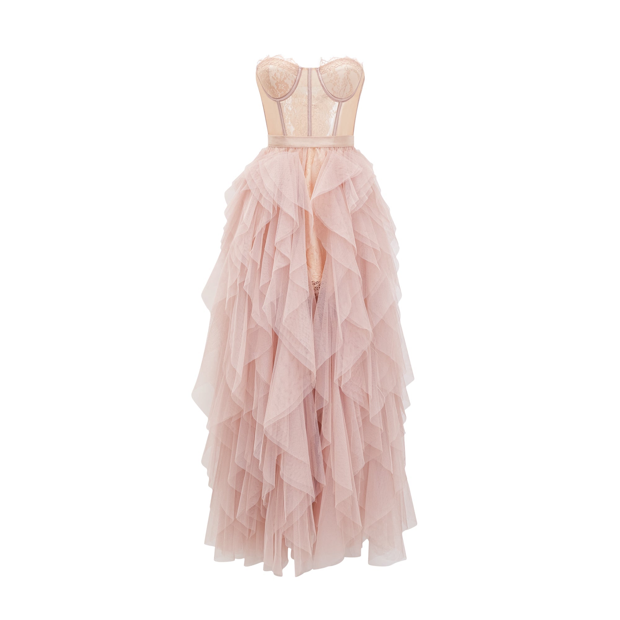 Eilís Pink Bustier Mesh Maxi Dress (US Only)
