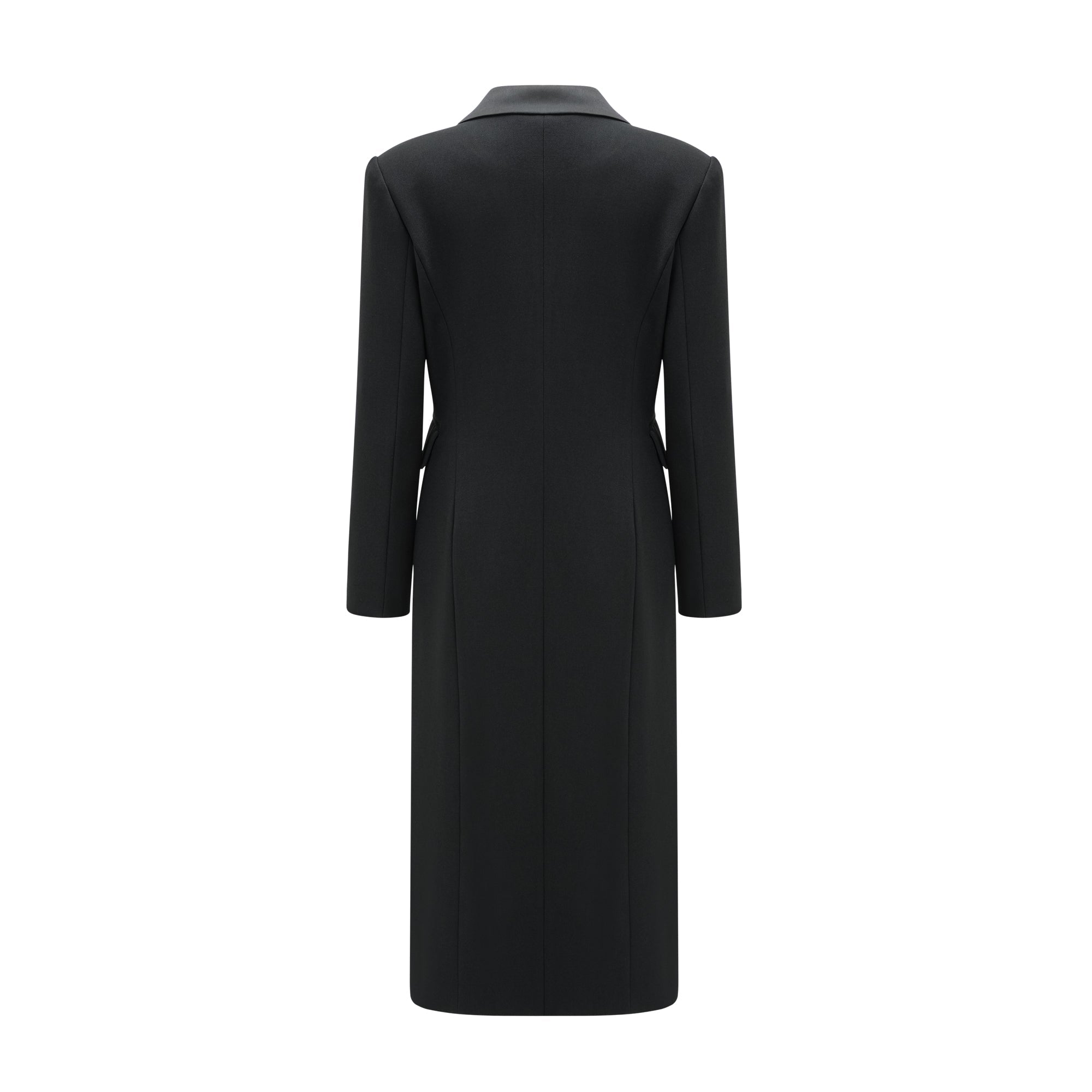 Eithne black double-breasted long coat