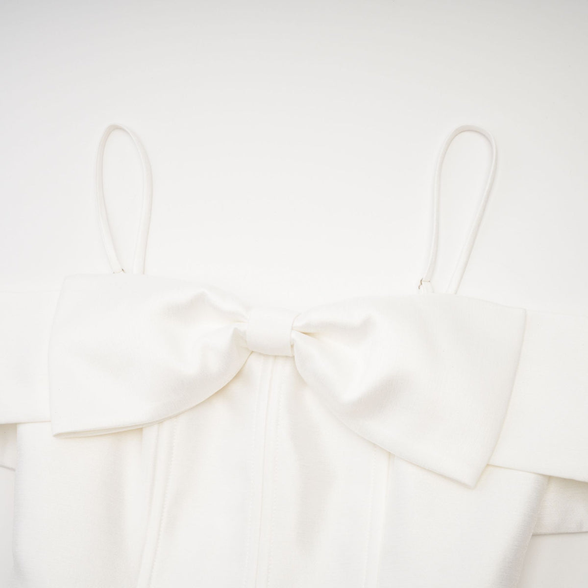 Elva white bowknot flared mini dress - White