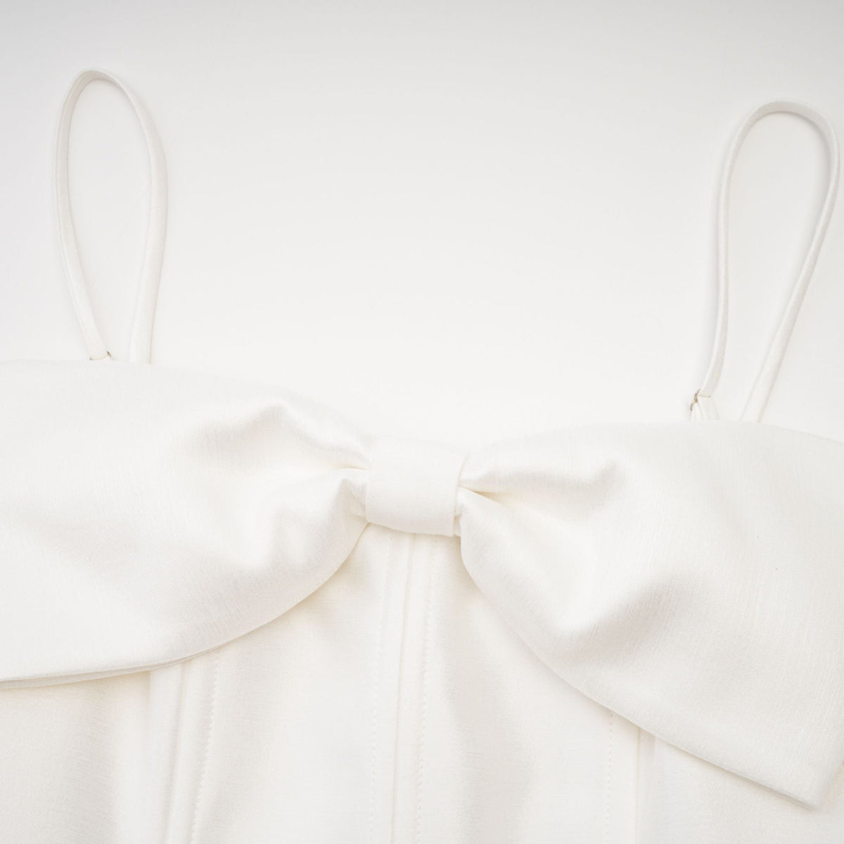 Elva white bowknot flared mini dress - White