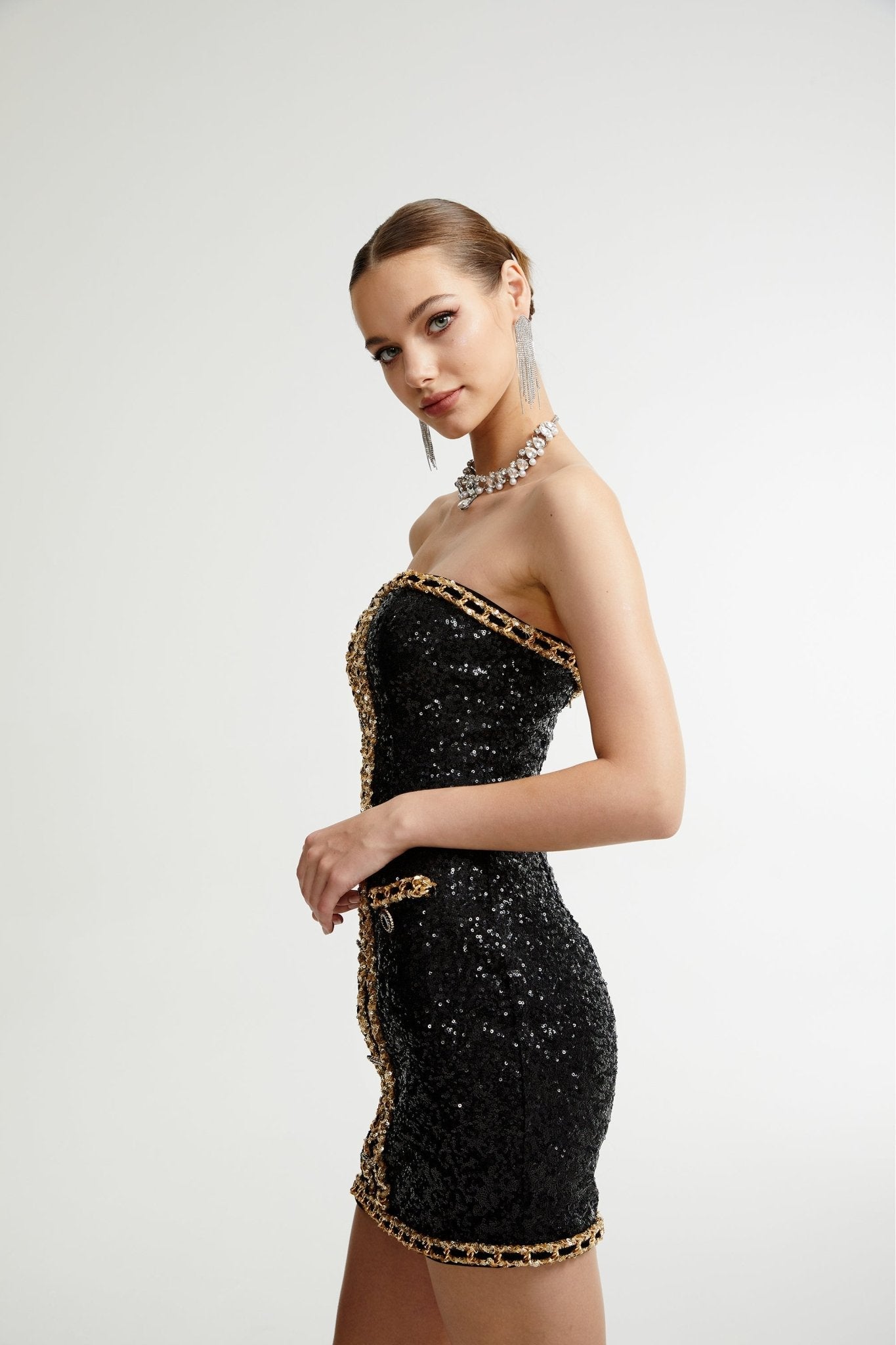 Eulalia black embellished mini dress (US Only)