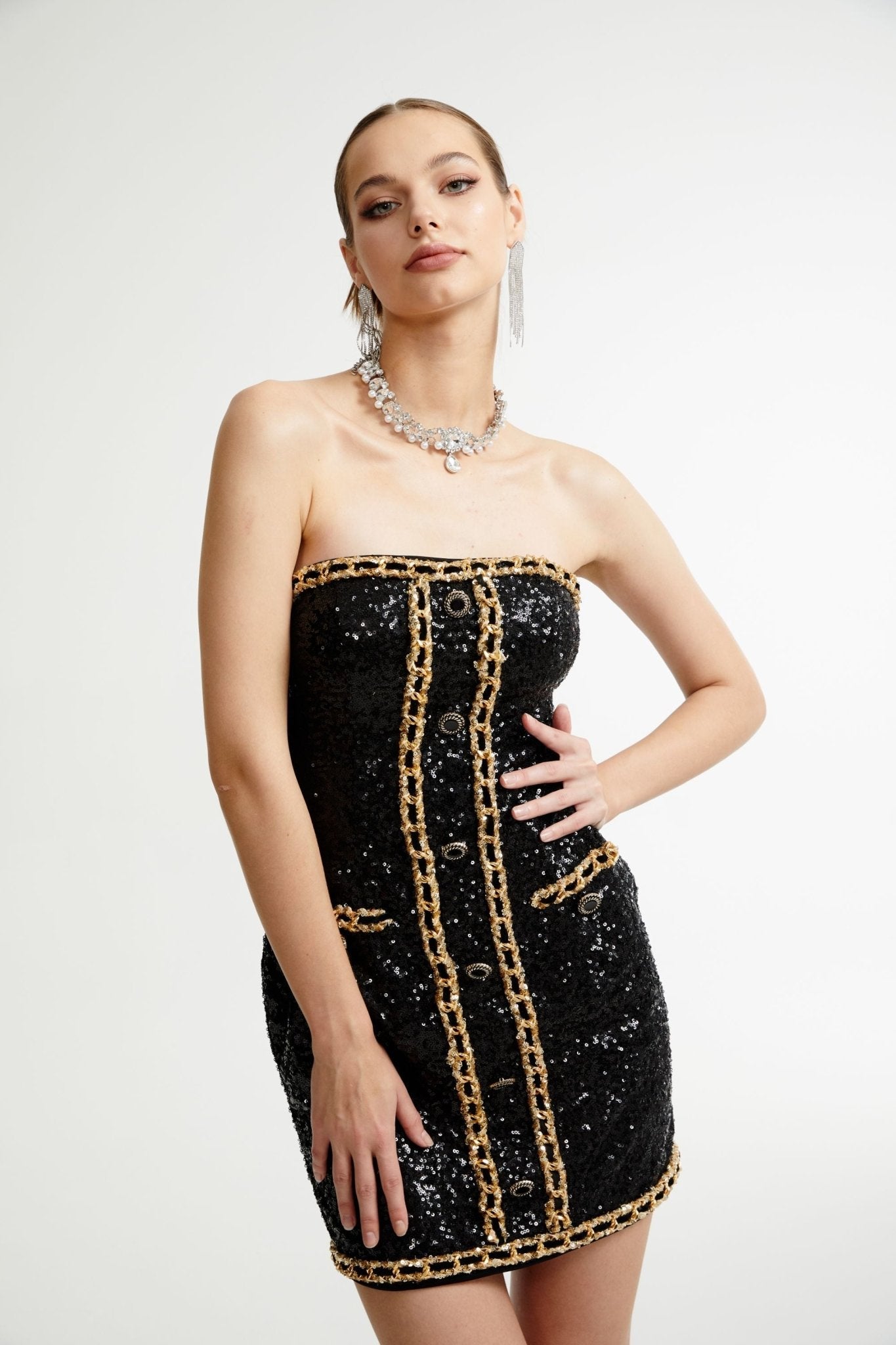 Eulalia black embellished mini dress (US Only)