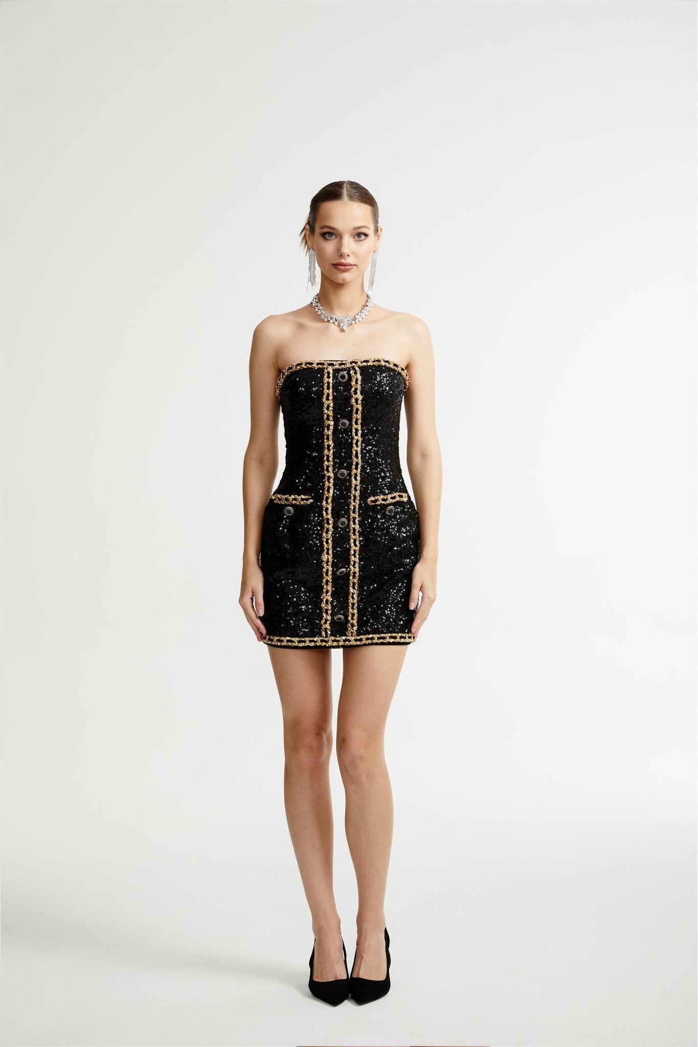 Eulalia black embellished mini dress (US Only)