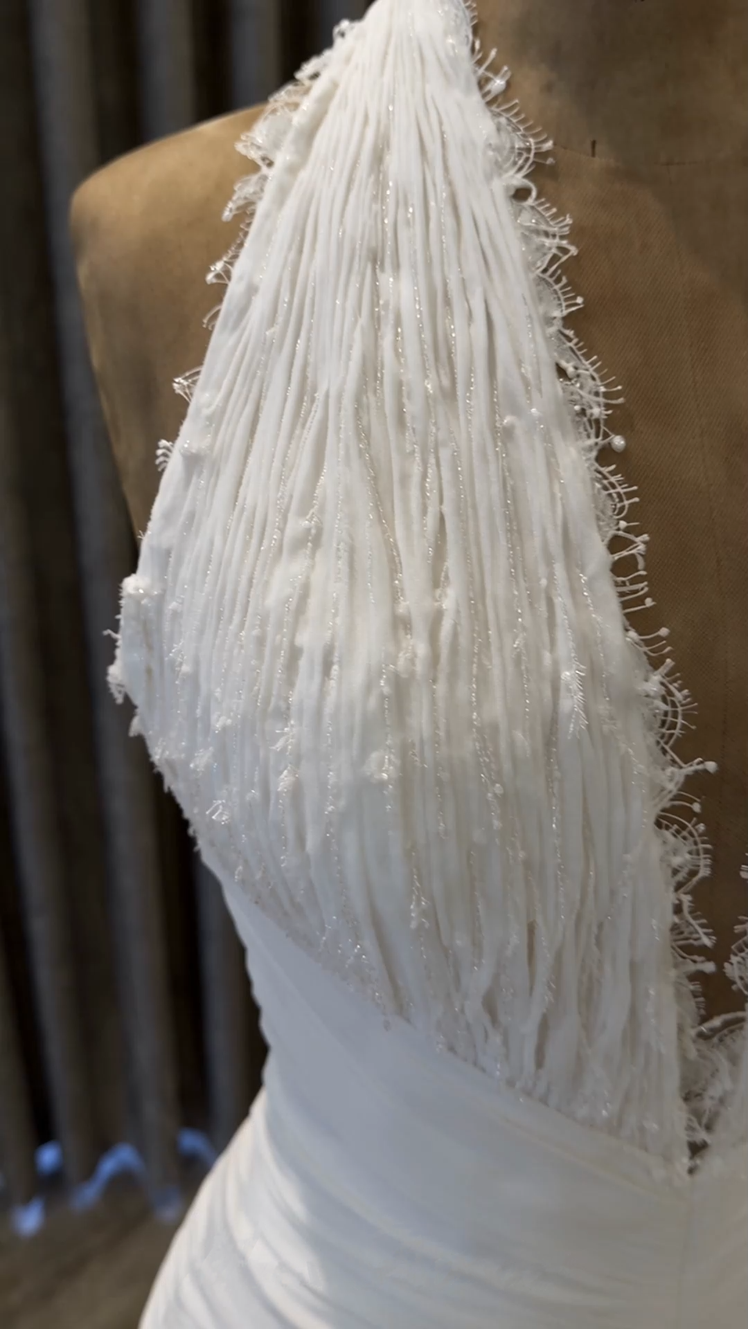 evangeline white plunging halterneck ruched maxi dress