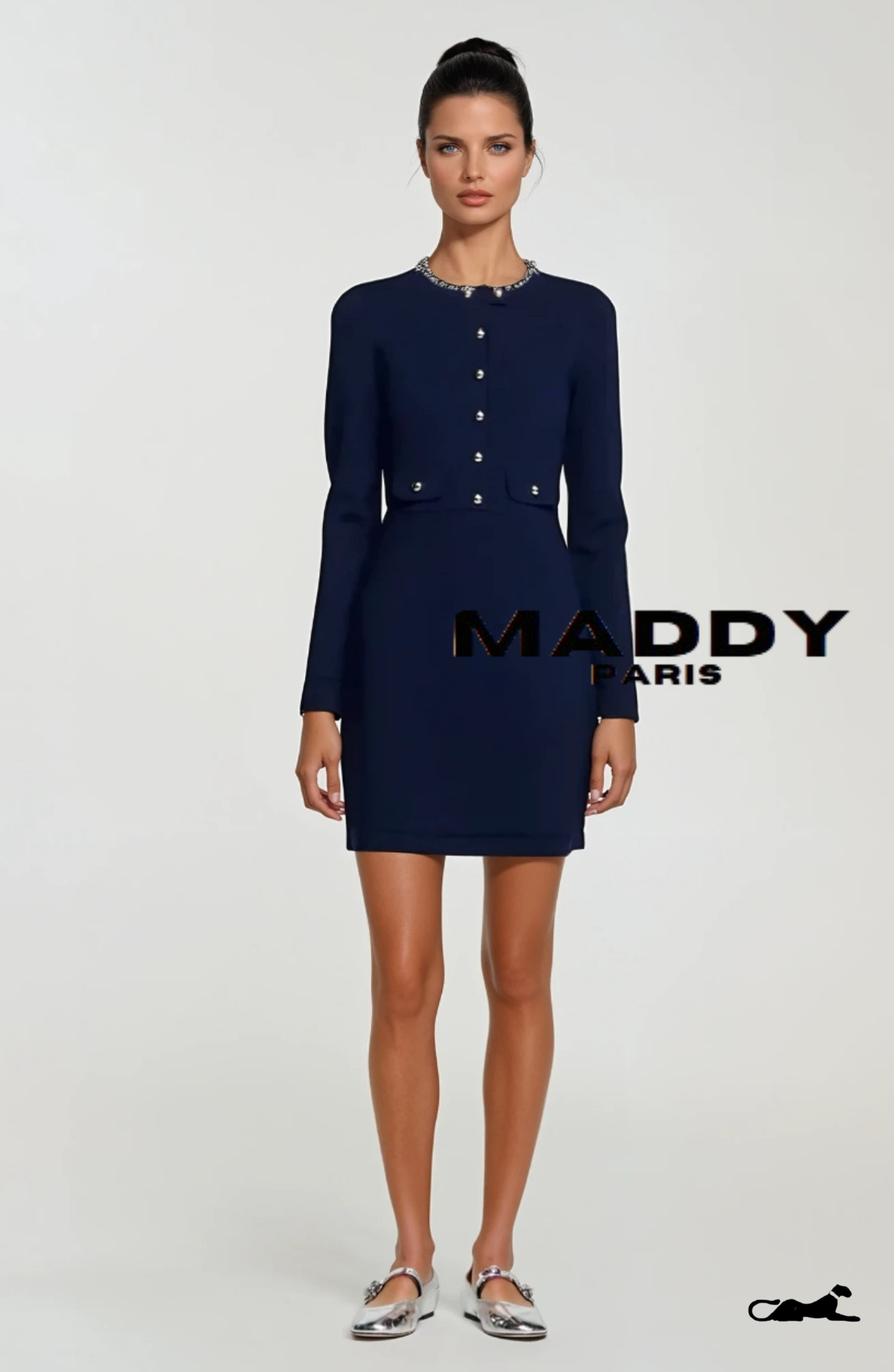SOFIA SANDRO LUXE KNIT MINI DRESS - MIDNIGHT BLUE