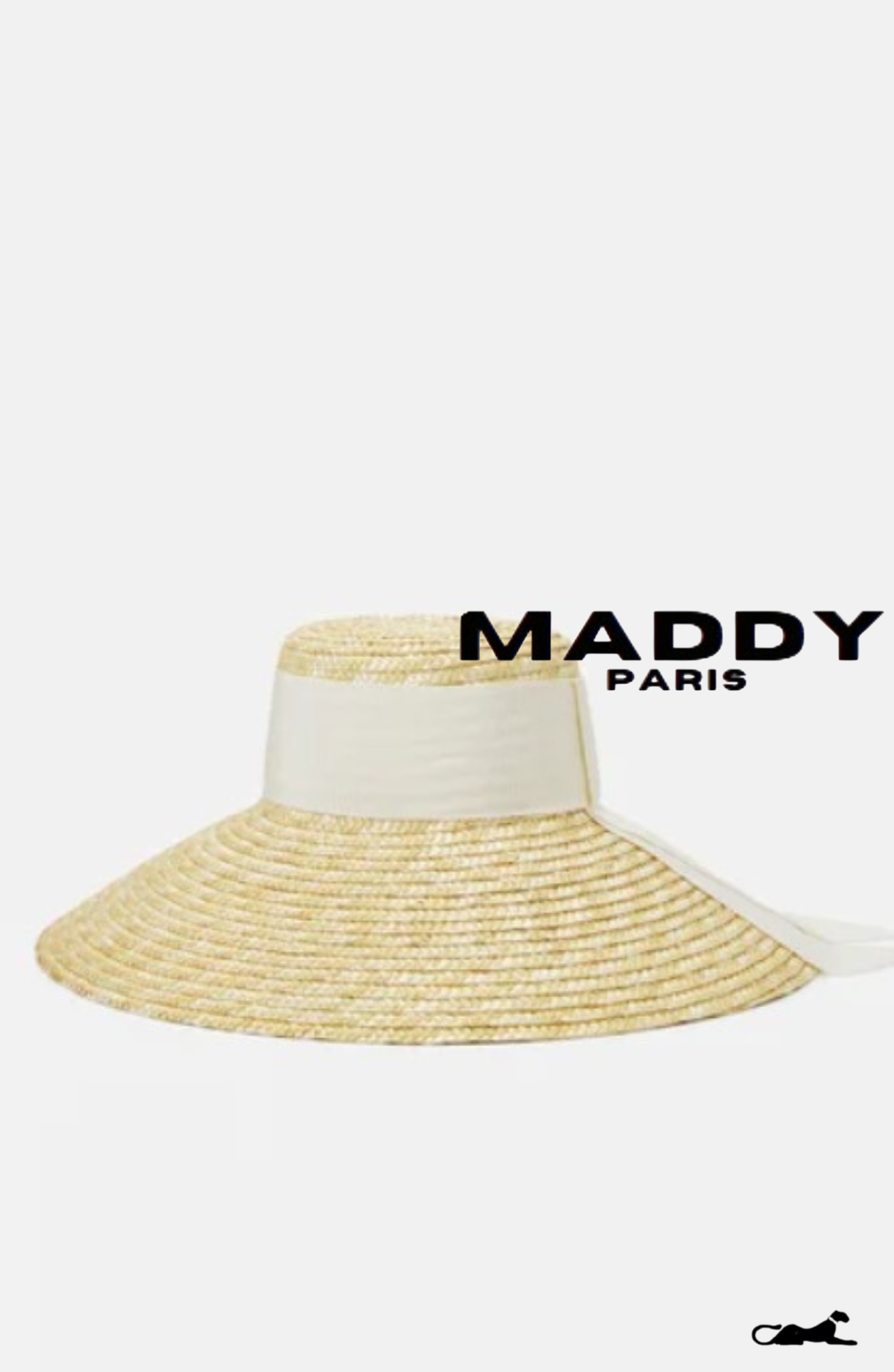 MIRABEL  WOVEN STRAW RIBBON HAT – NATURAL BEIGE WITH WHITE TRIM - White