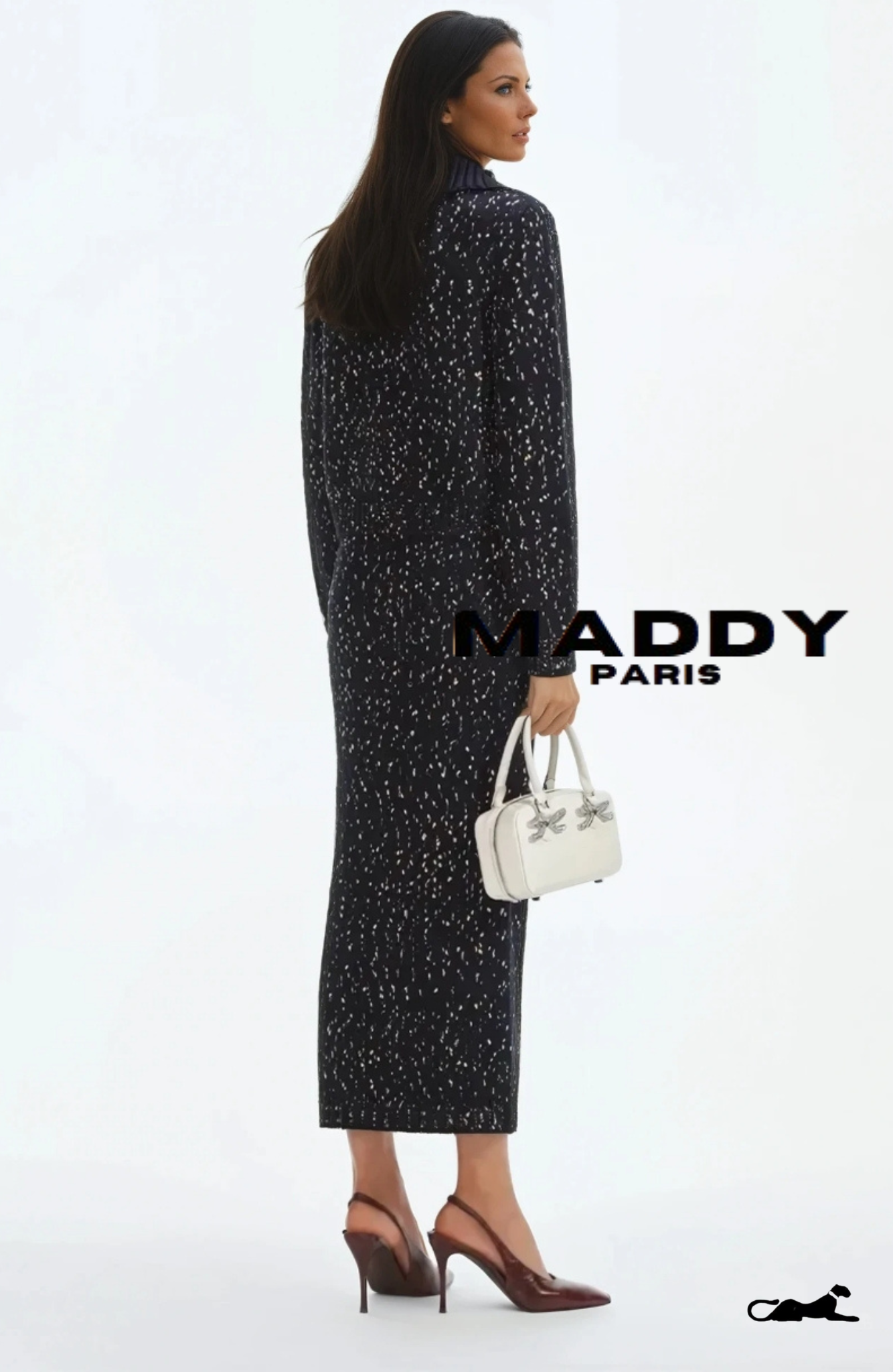 MADDY PARIS EVANGELINE TWEED MAXI SKIRT DRESS SET - BLACK & WHITE
