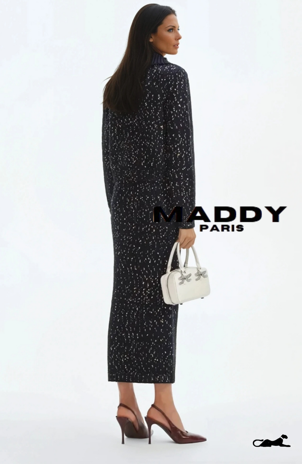 MADDY PARIS EVANGELINE TWEED MAXI SKIRT DRESS SET - BLACK & WHITE