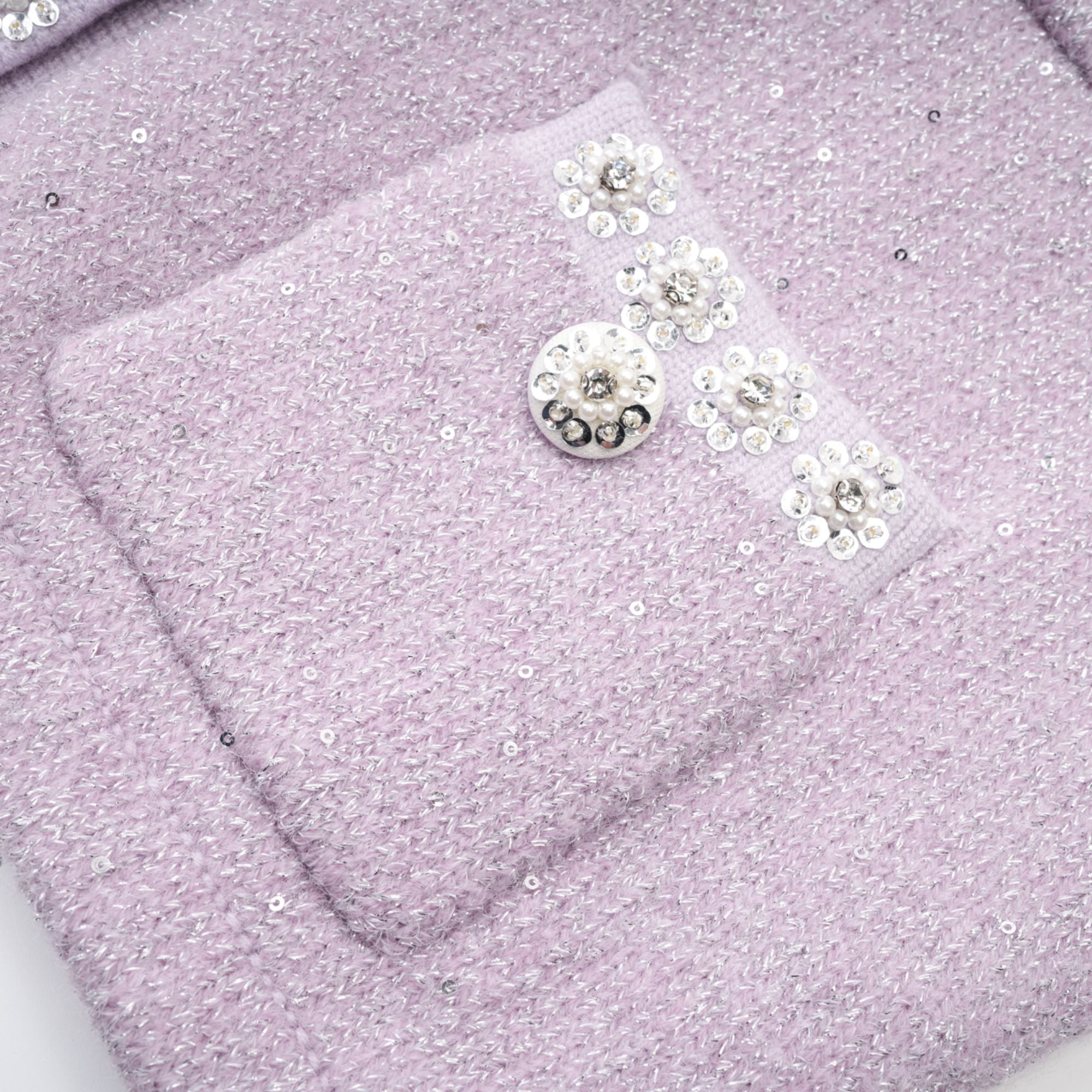 Fabienne purple sequin-detail jacket & skirt matching set
