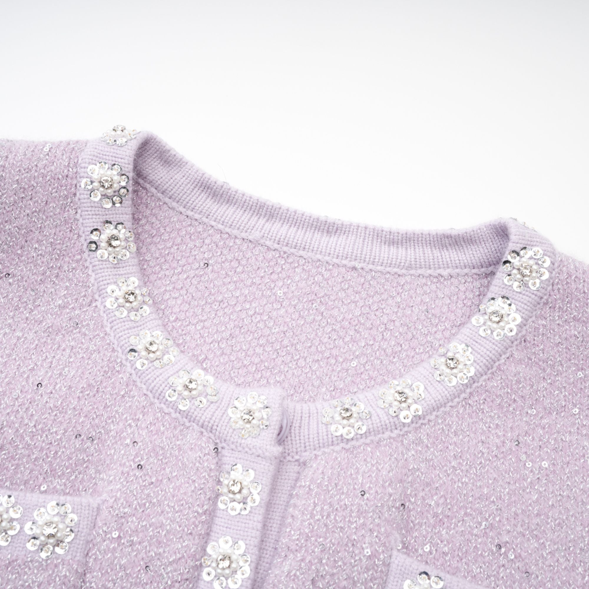 Fabienne purple sequin-detail jacket & skirt matching set