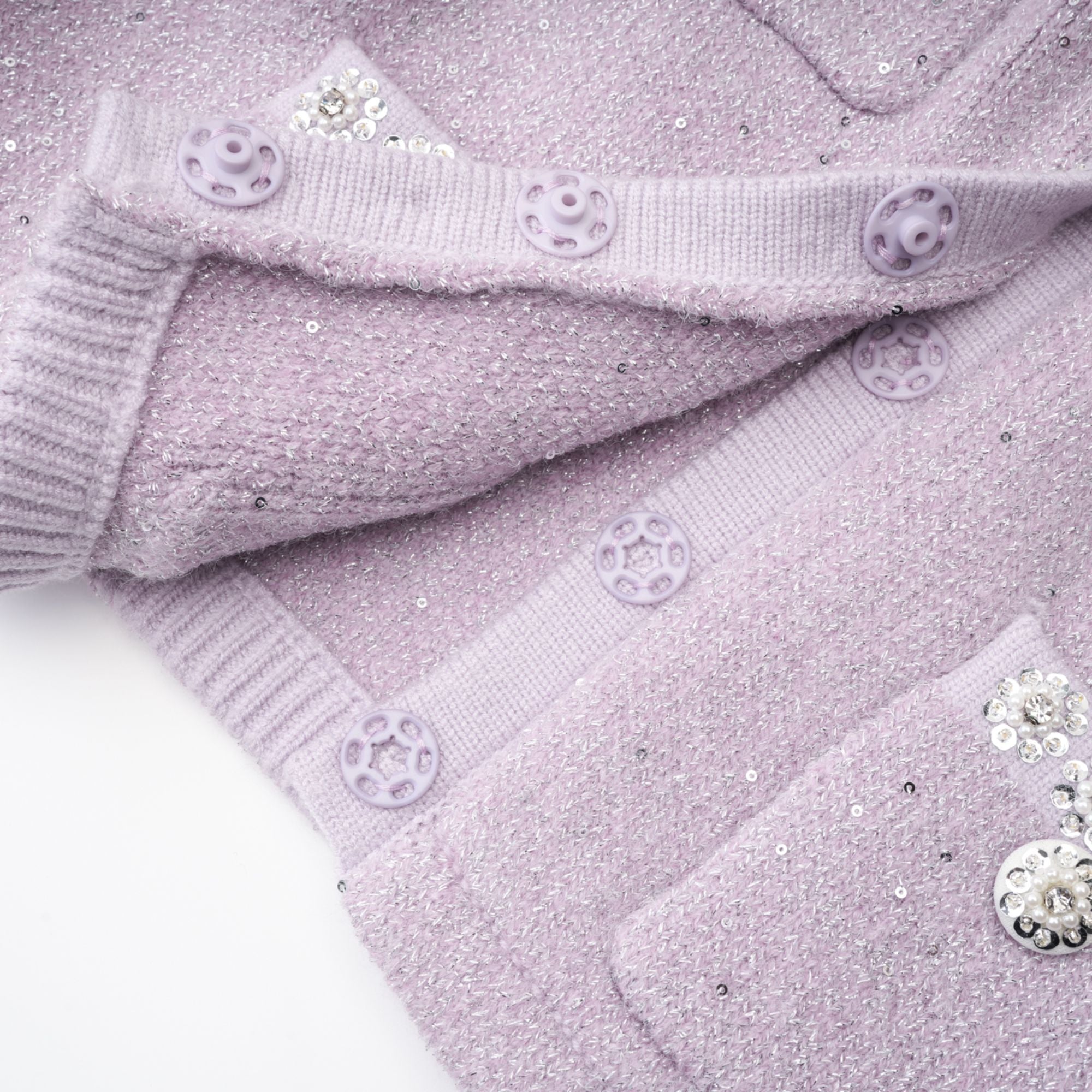 Fabienne purple sequin-detail jacket & skirt matching set