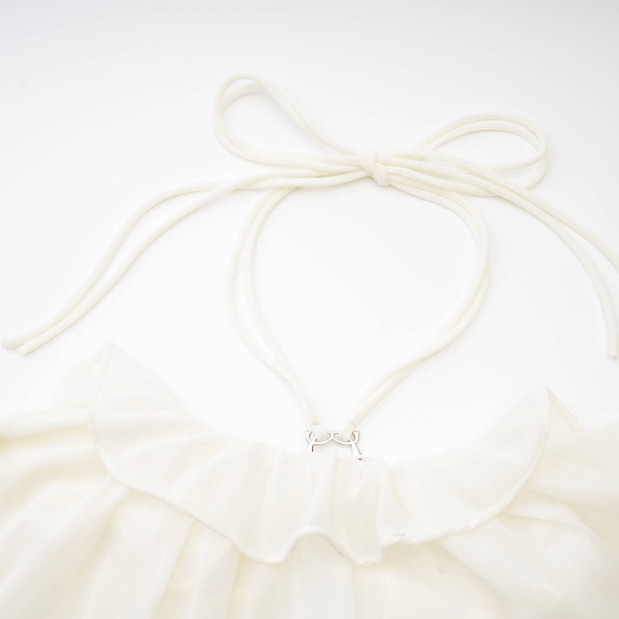 Fauve white ruffle strapless long-sleeve blouse (US Only)