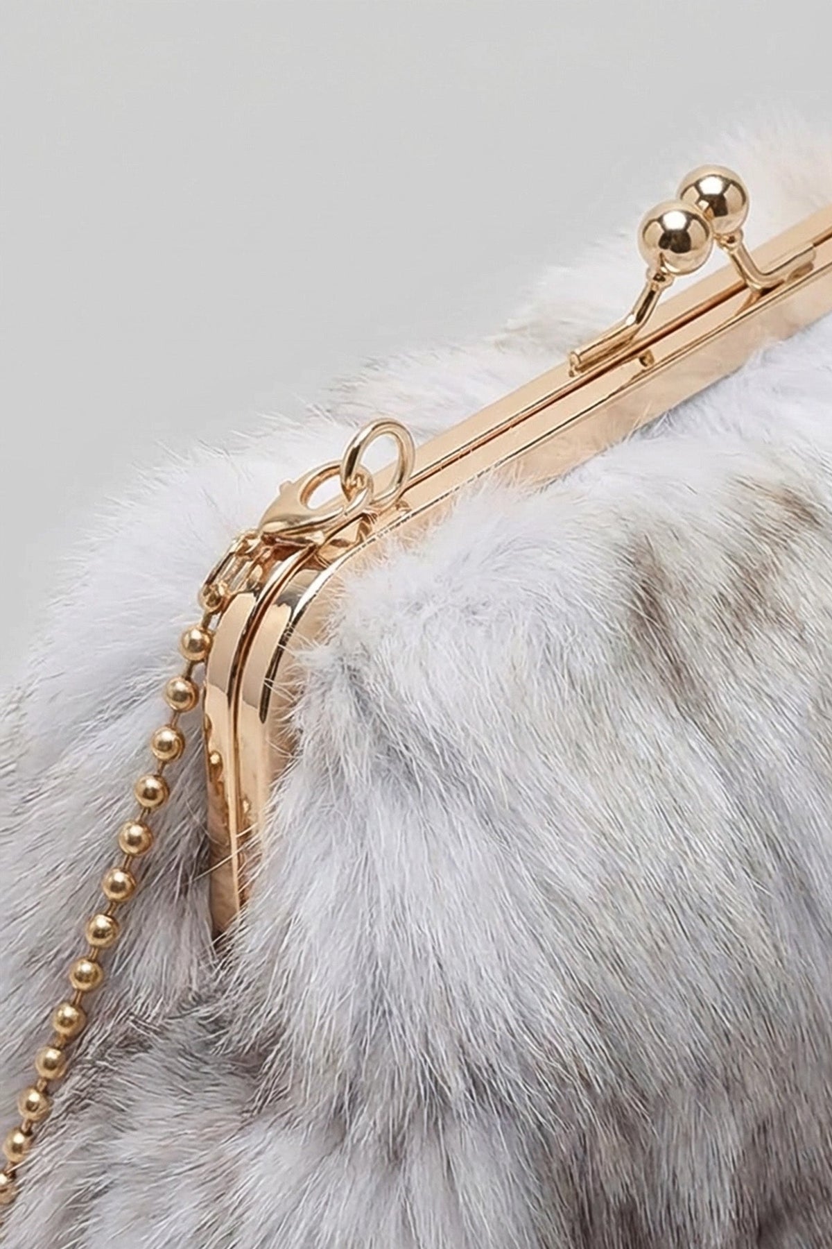 Faux Fur Clutch Bag with Kiss-Lock Closure – Khaki