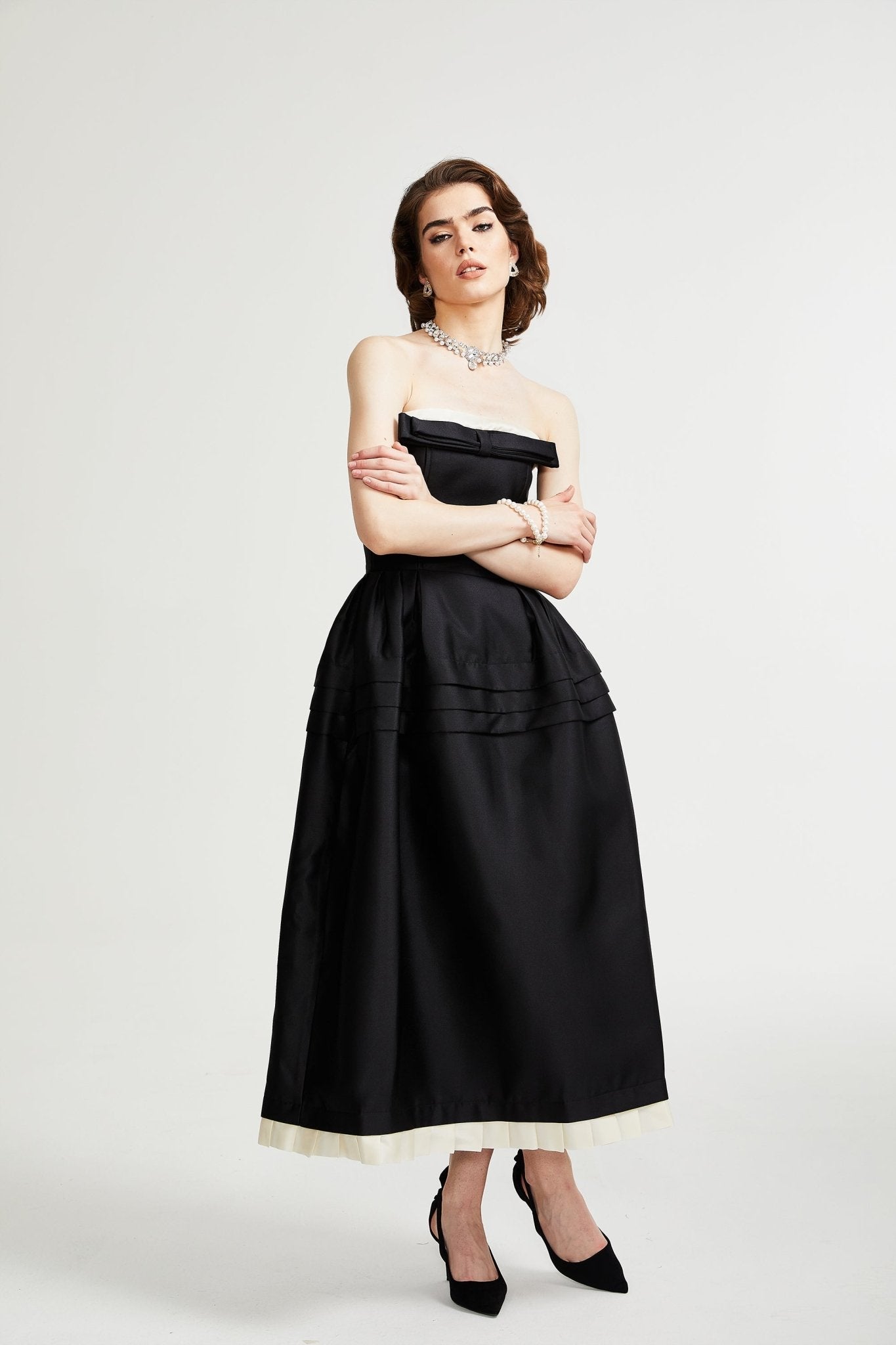 Felisara black bowknot midi dress (Final Sale-US Only)