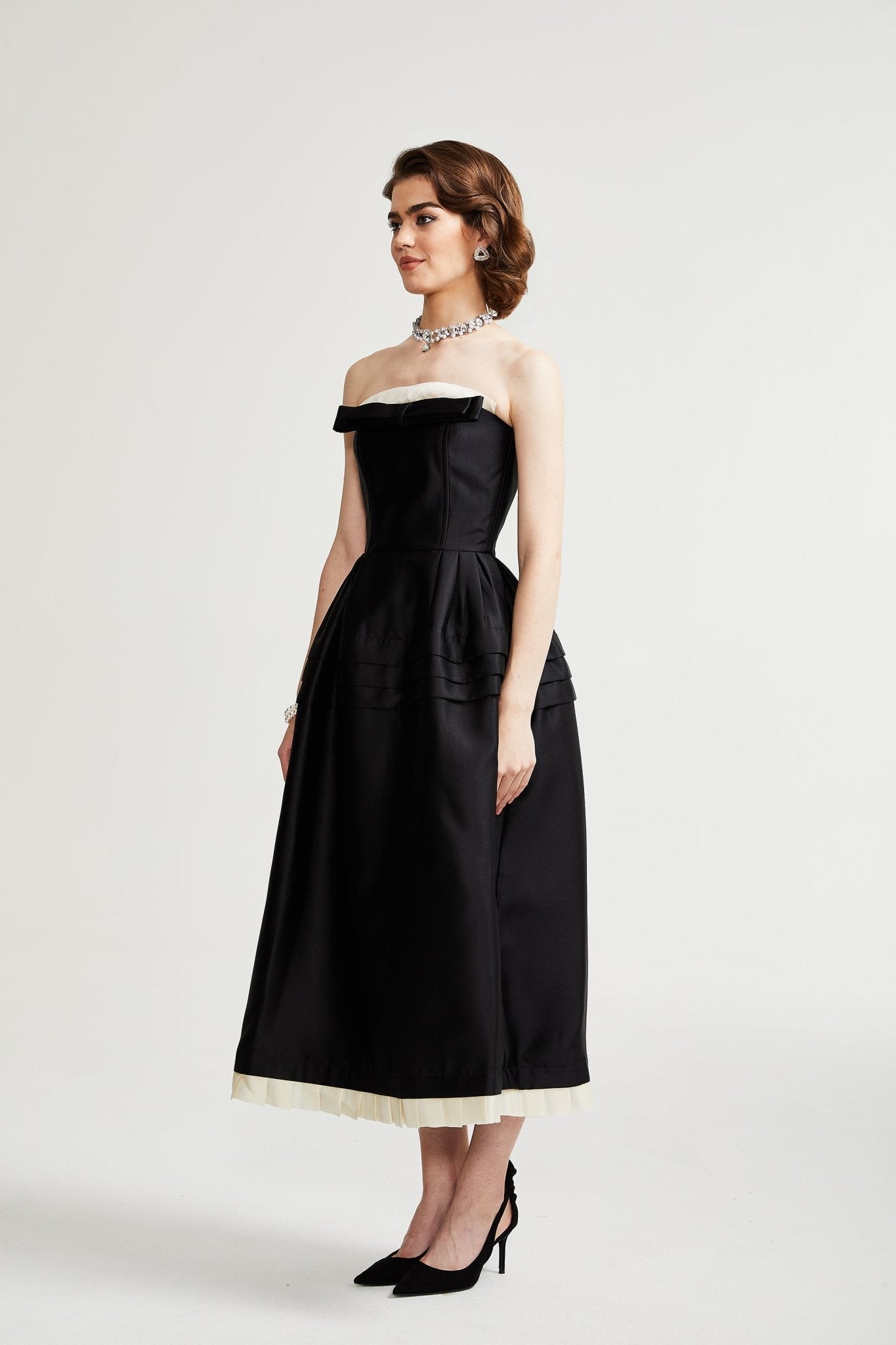 Felisara black bowknot midi dress (Final Sale-US Only)