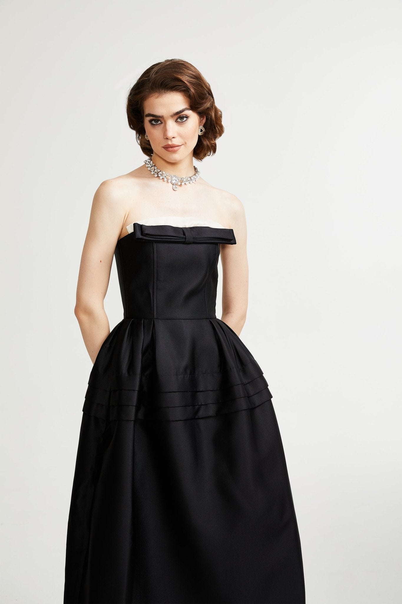 Felisara black bowknot midi dress (Final Sale-US Only)