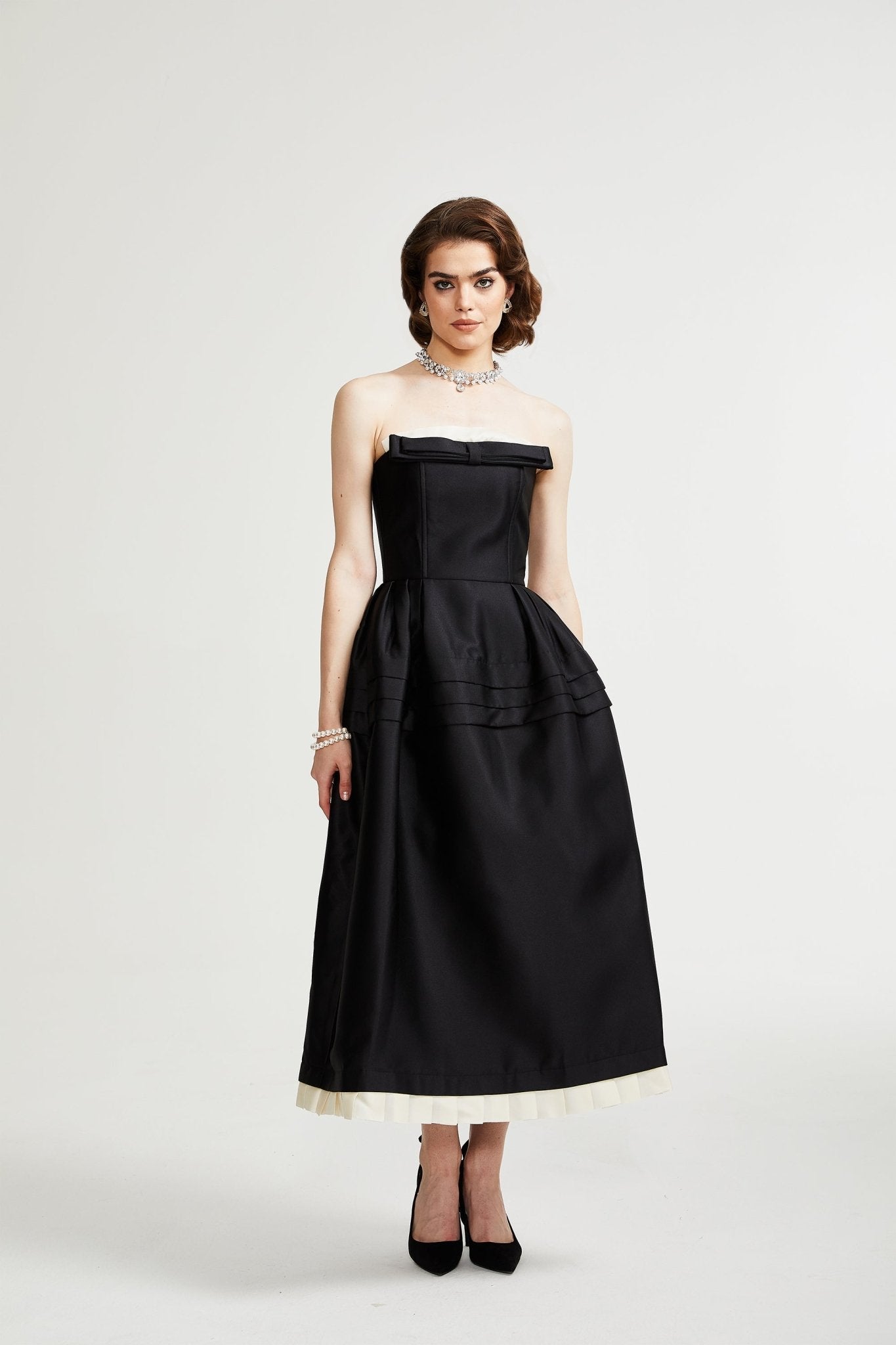 Felisara black bowknot midi dress (Final Sale-US Only)