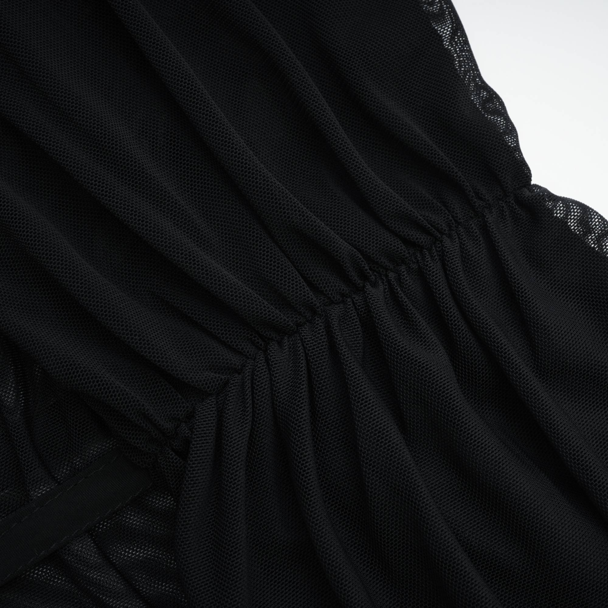 Guinevere black sheer asymmetrical midi dress