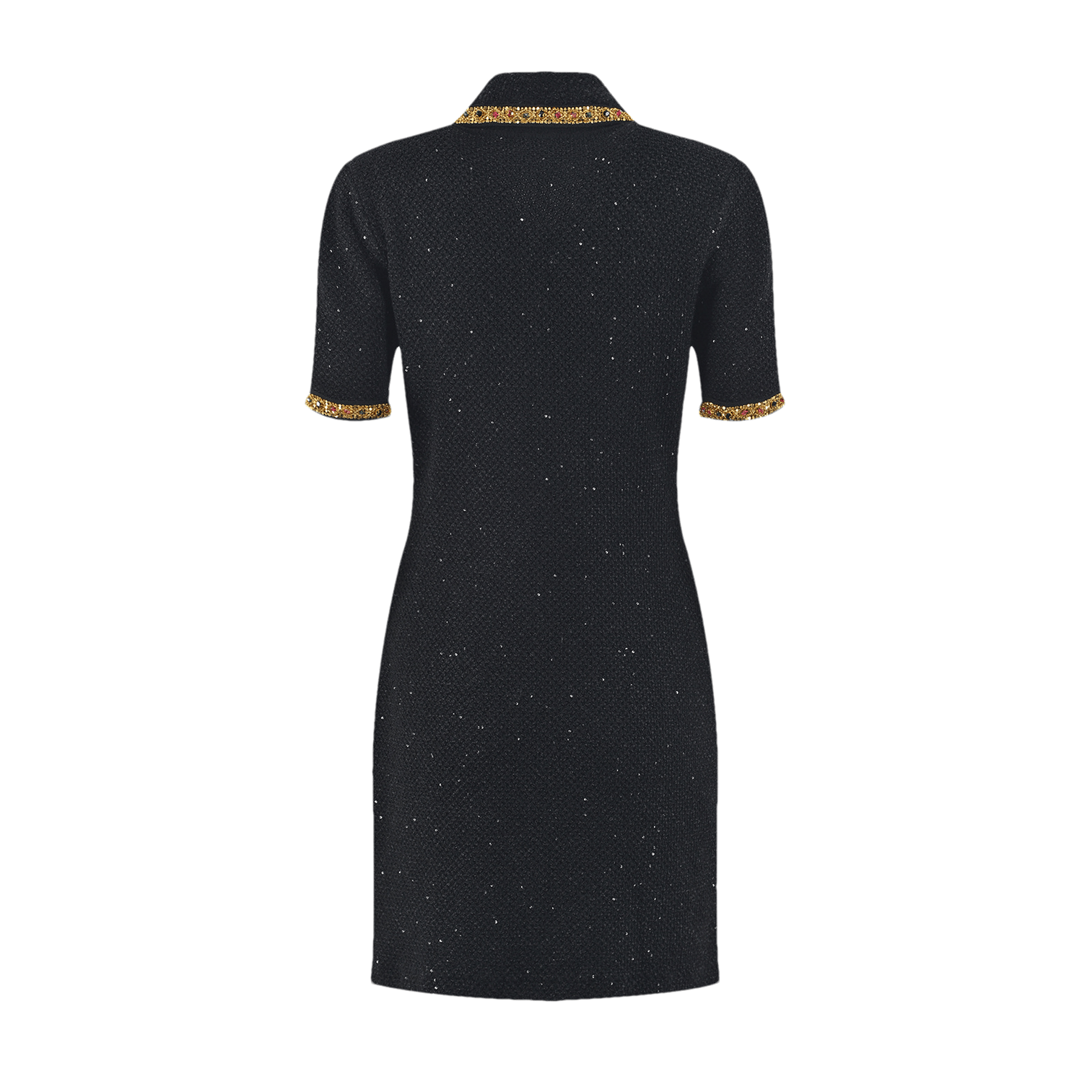 GISELLE TWEED EMBELLISHED MINI DRESS - BLACK