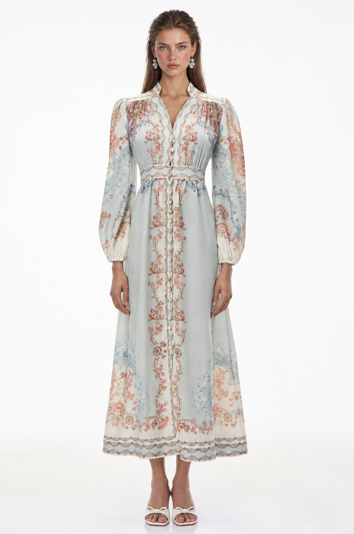 Grace Blue Floral Print Maxi Dress