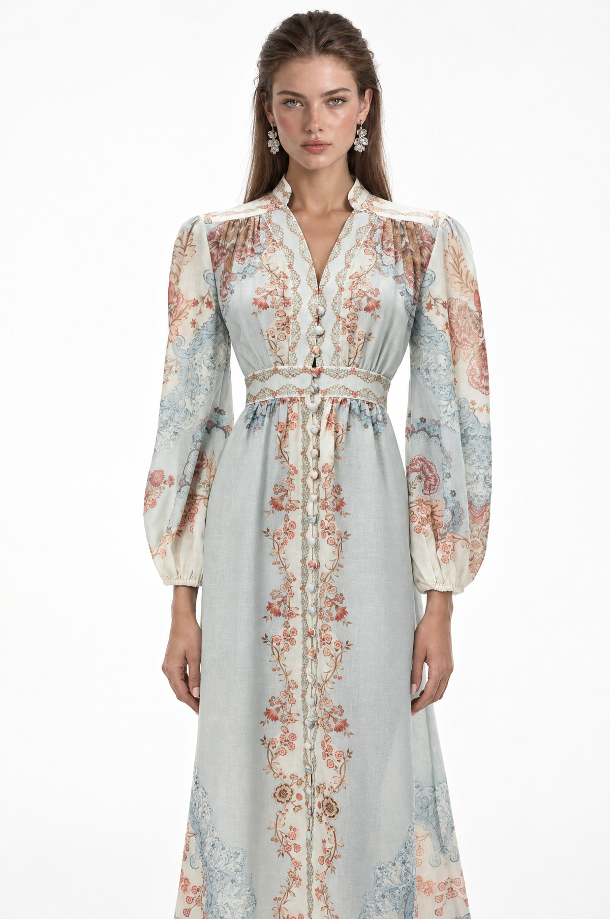 Grace Blue Floral Print Maxi Dress