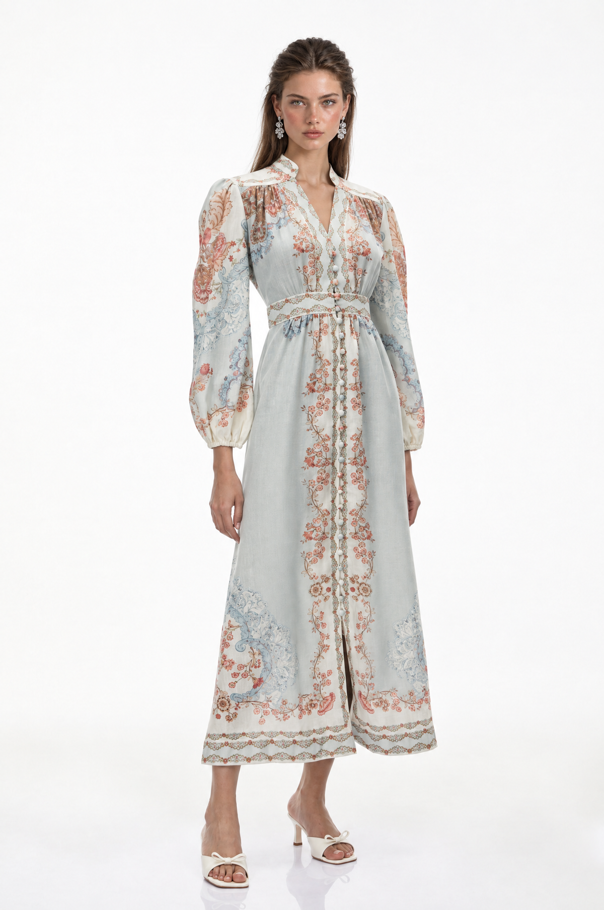 Grace Blue Floral Print Maxi Dress
